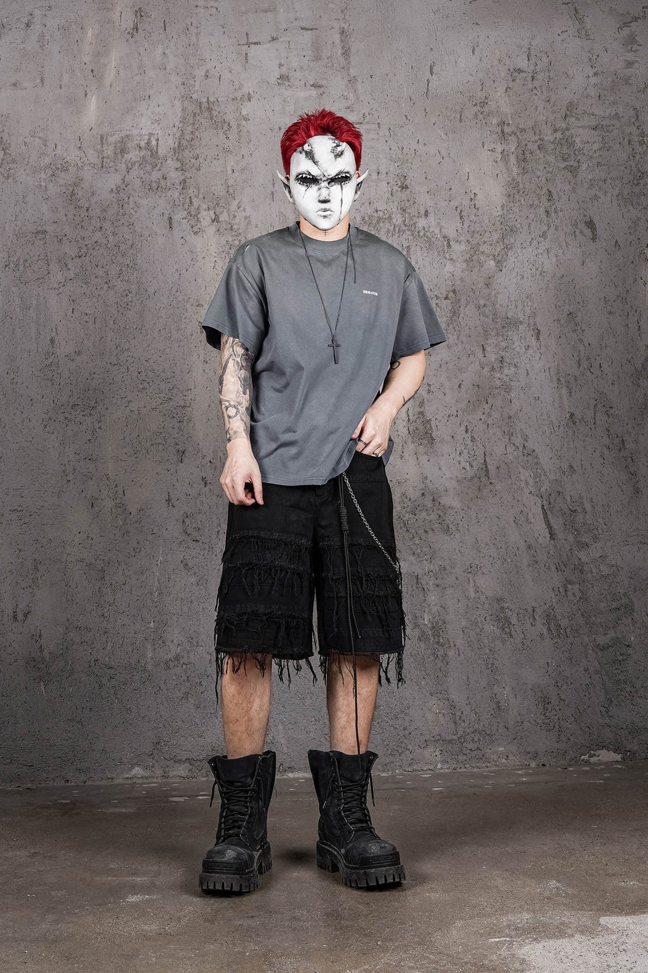 UNDERWATER Washed Ripped Gradient T-Shirt Blue-T Shirt-S-Free Shipping Leatheretro