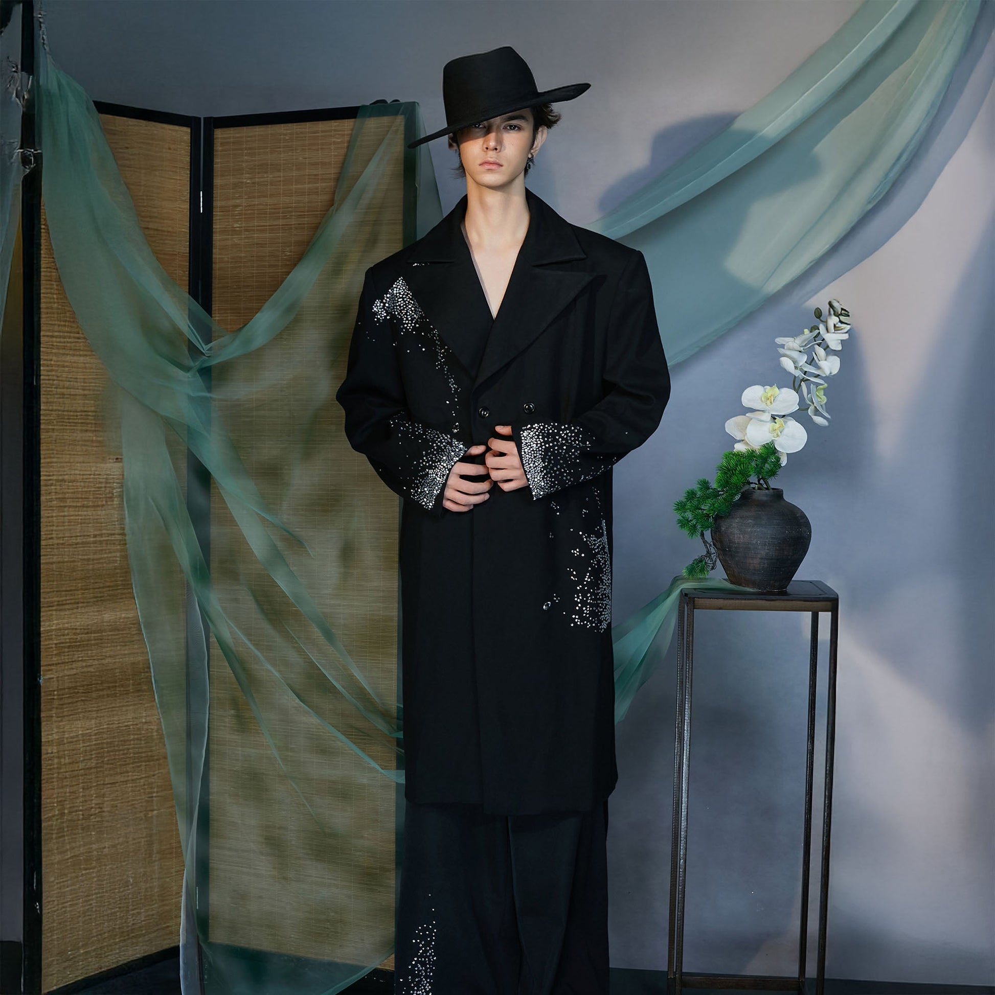 JIECHI Diamond Structured Overcoat-Jacket-M (Preorder)-Free Shipping Leatheretro