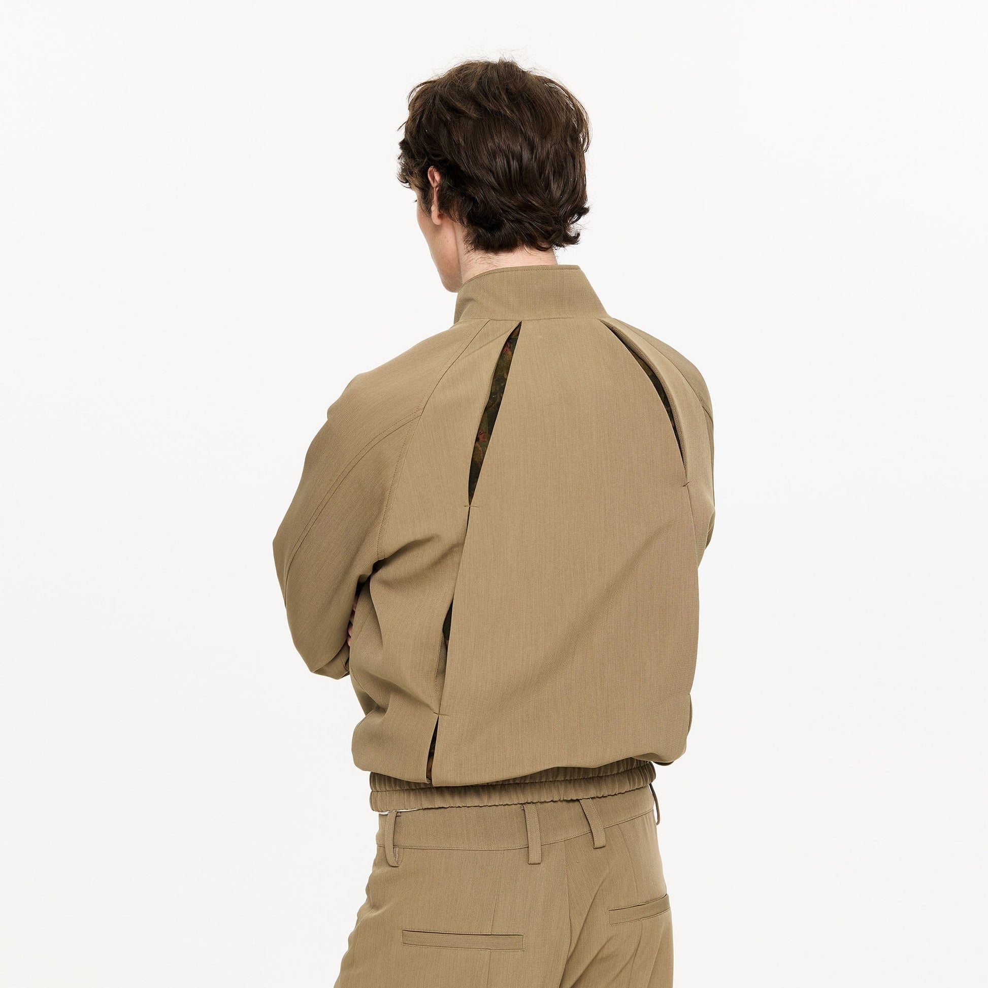 KREATE Floral-Lined Spliced Harrington Jacket-Jacket-S-Black-Free Shipping Leatheretro