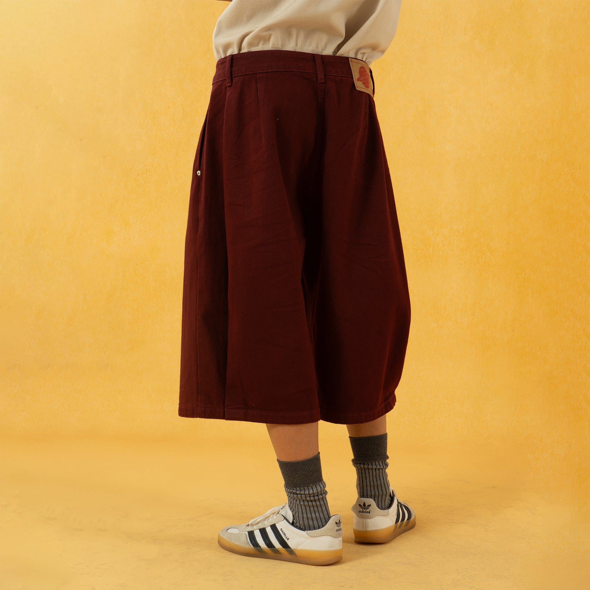 CLP Classic Rivet Pleated Oversized Shorts-Shorts-S-Khaki-Free Shipping Leatheretro