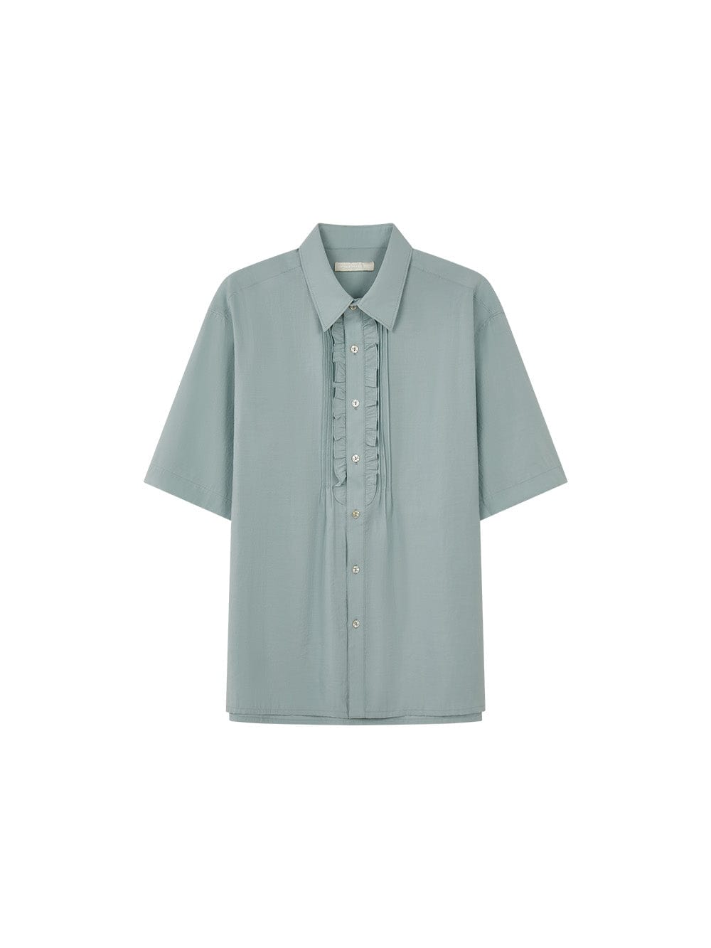 OPICLOTH Retro Pintuck Ruffle Modal Blend Half Shirt-Half shirt-Green-XS-Free Shipping Leatheretro