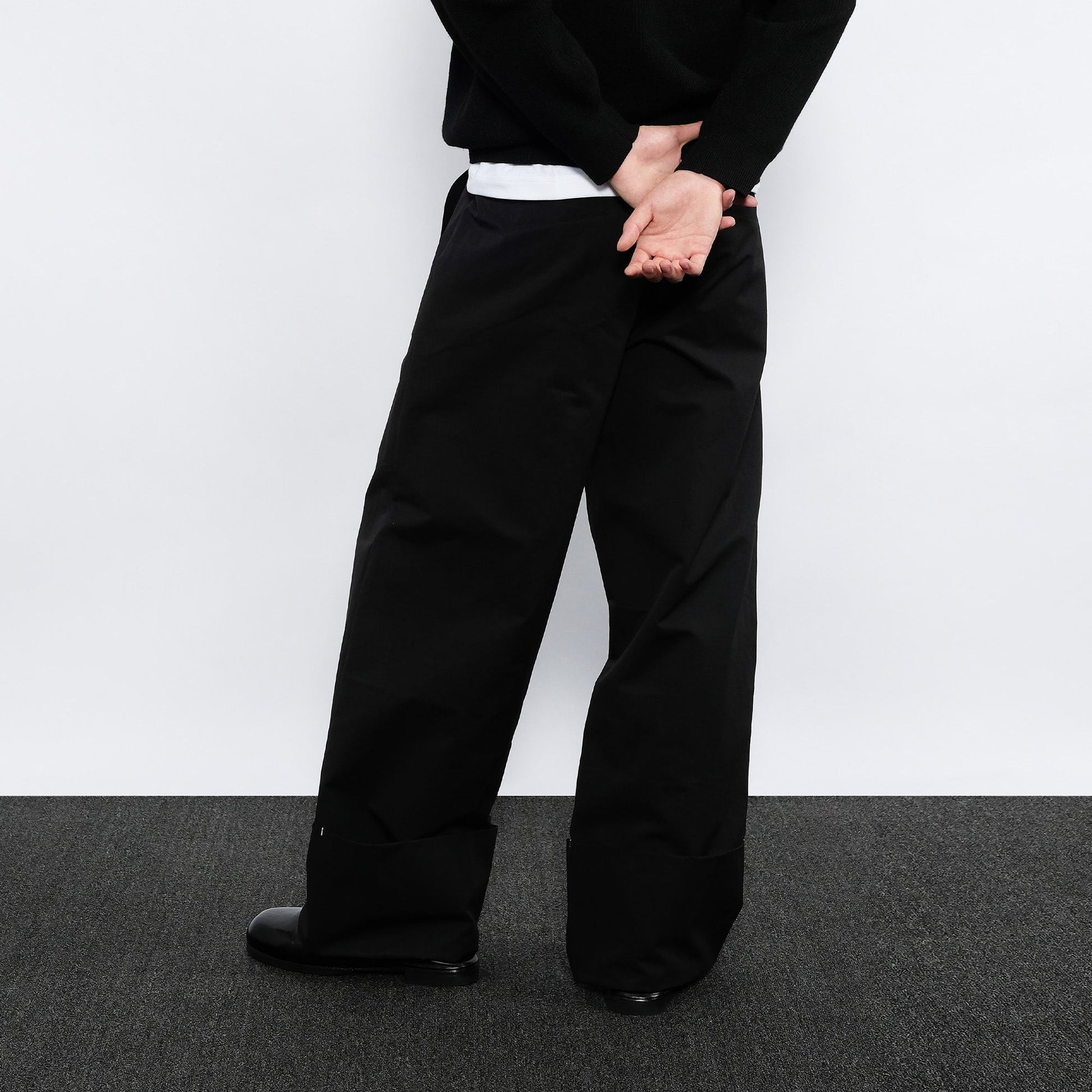 7440 37 1 Wide Cuffed Straight-Leg Pants-Pants-S-Free Shipping Leatheretro