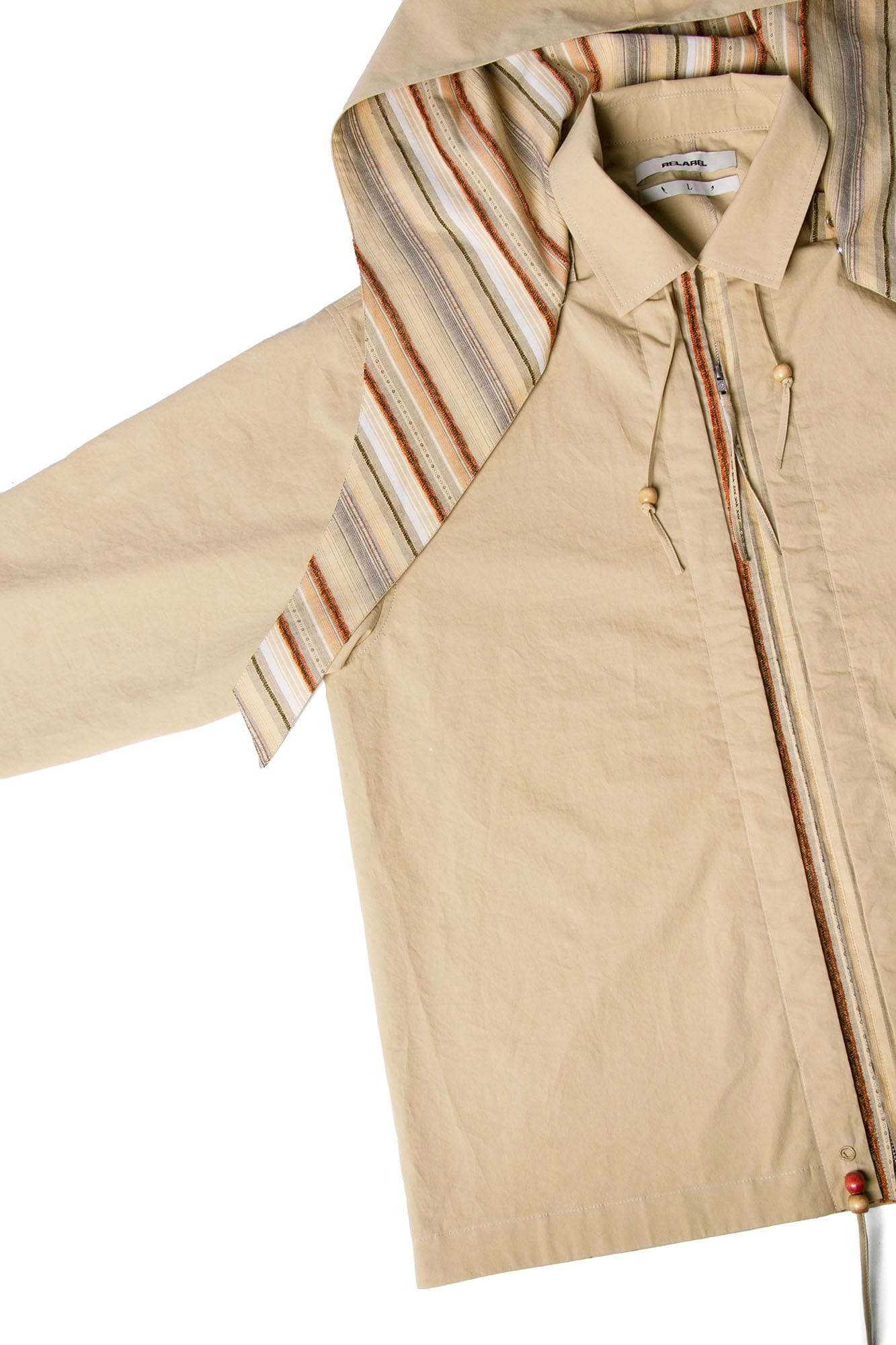 RELABEL Detachable Hood Beaded Ruched Shirt Brown-Shirt-XS-Free Shipping Leatheretro