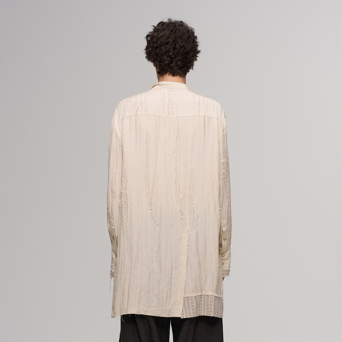 ILNya Nieternite Nifutur Deconstructed Stripe Stich Raw Long Shirt Beige-Shirt-S (0)(Preorder)-Free Shipping Leatheretro