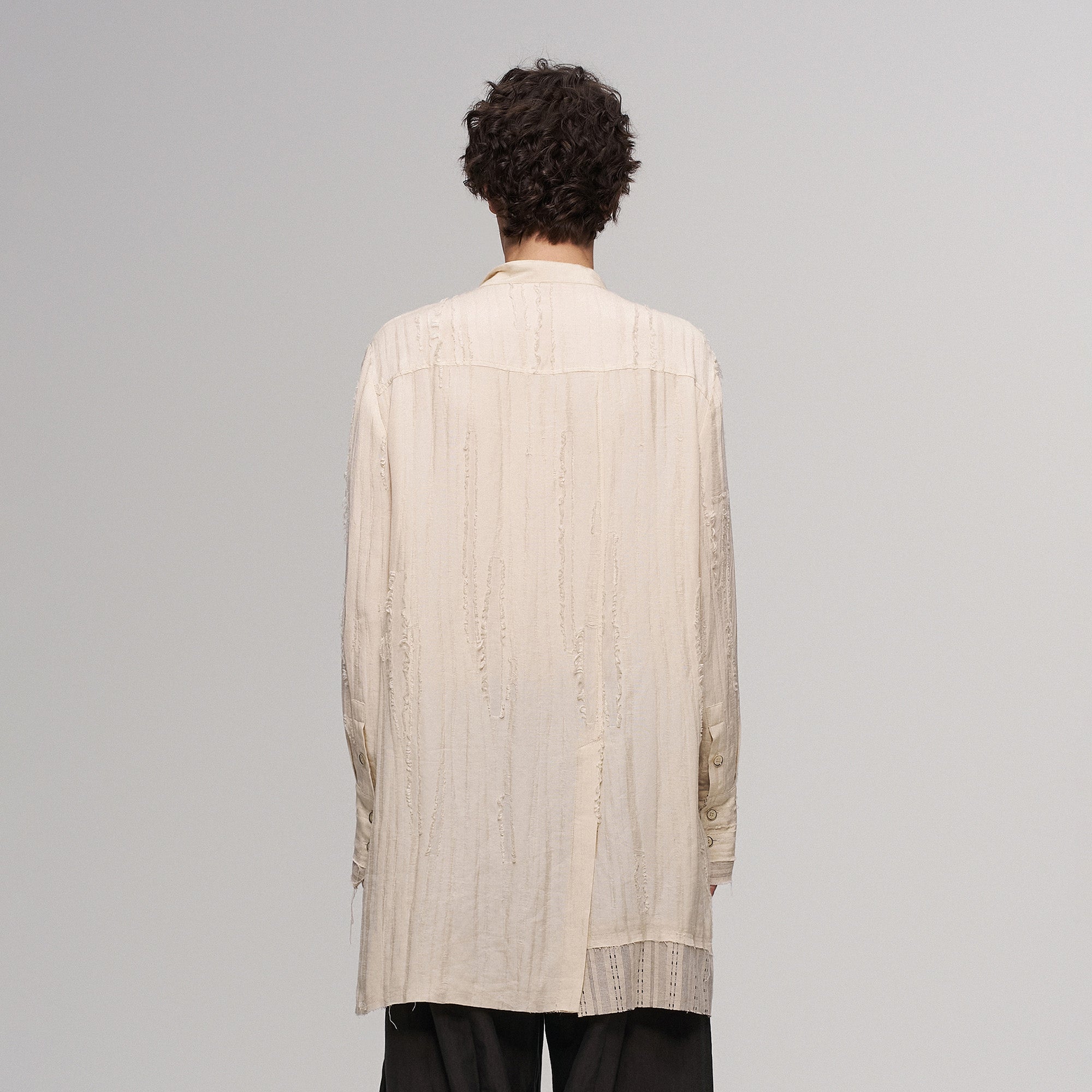 ILNya Nieternite Nifutur Deconstructed Stripe Stich Raw Long Shirt Beige-Shirt-S (0)(Preorder)-Free Shipping Leatheretro