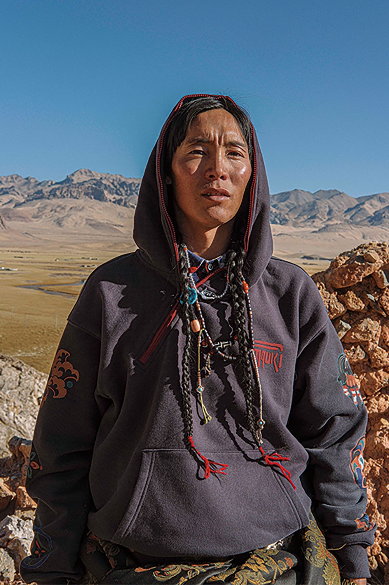 NERHI Asym Half-Zip Mural Graphic Hoodie-Shirt-S-Gray (Preorder)-Free Shipping Leatheretro