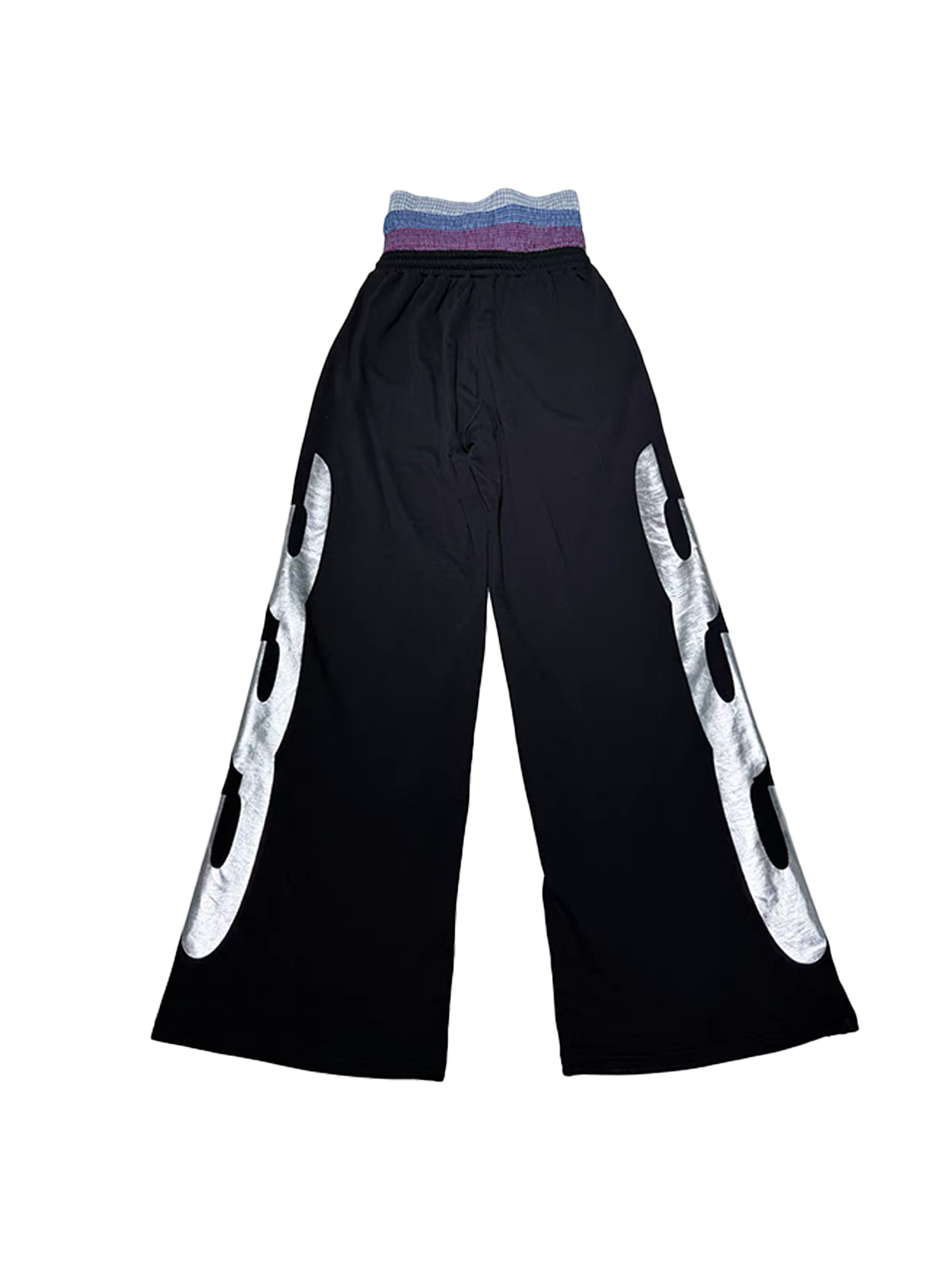 PCCVISION Layered Waist Foil Graphic Baggy Sweatpants-Pants-S (Preorder)-Free Shipping Leatheretro