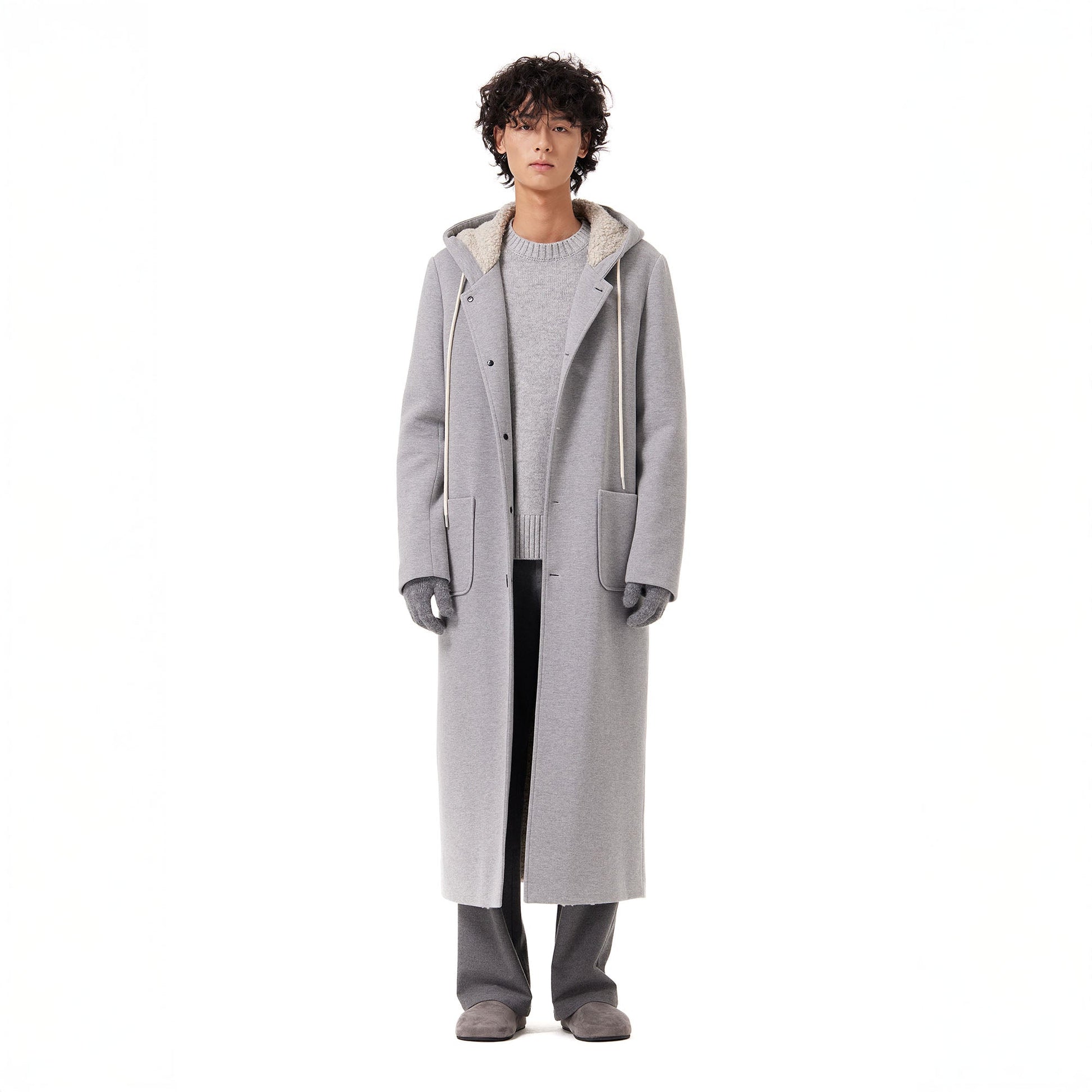 OUYANG WENJUN Essential Sherpa Hood Longline Coat-Jacket-M-Free Shipping Leatheretro