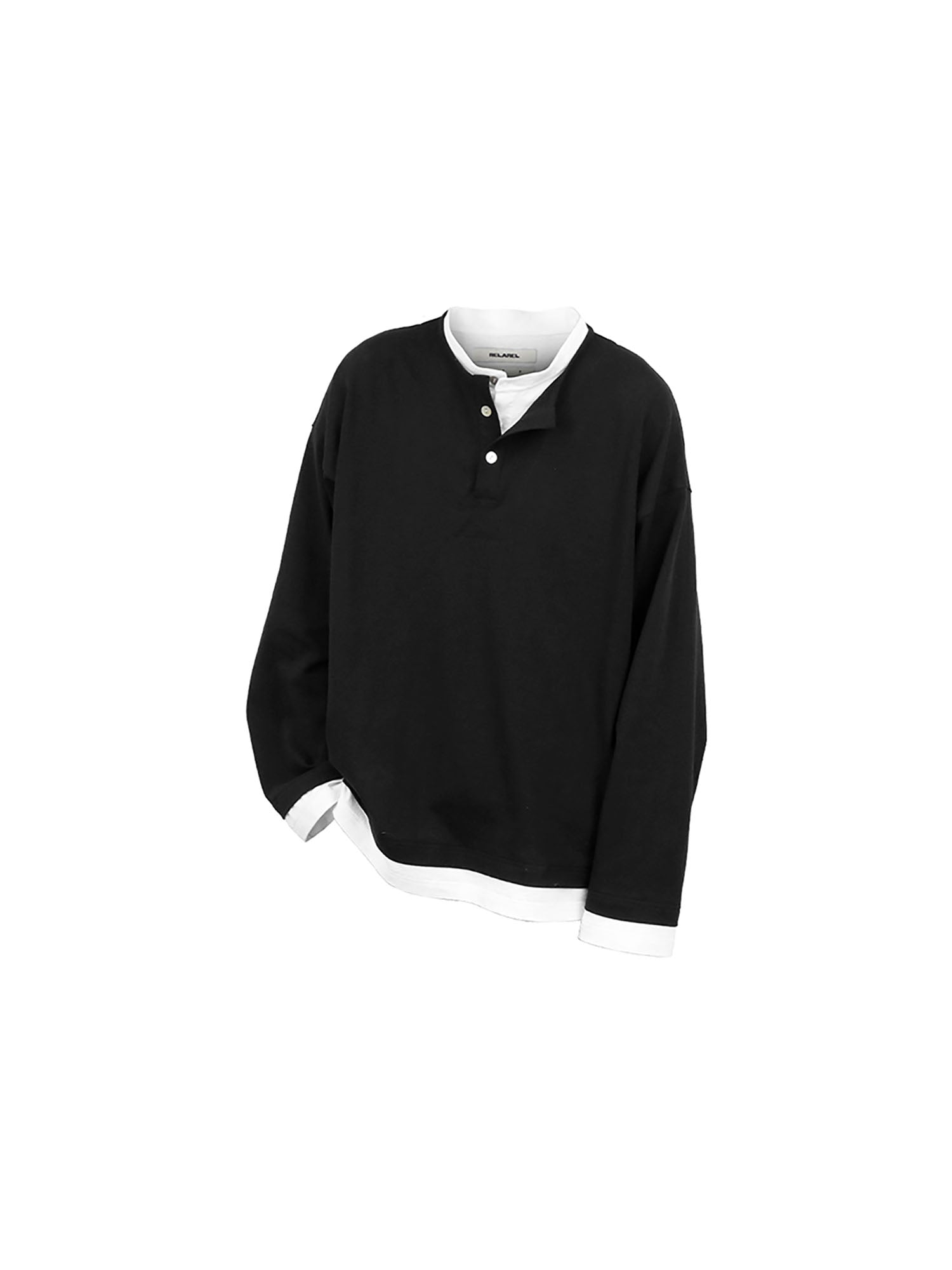 RELABEL Contrast Layered Henley Long-Sleeve Tee-L/S Tee-XS-Purple-Free Shipping Leatheretro