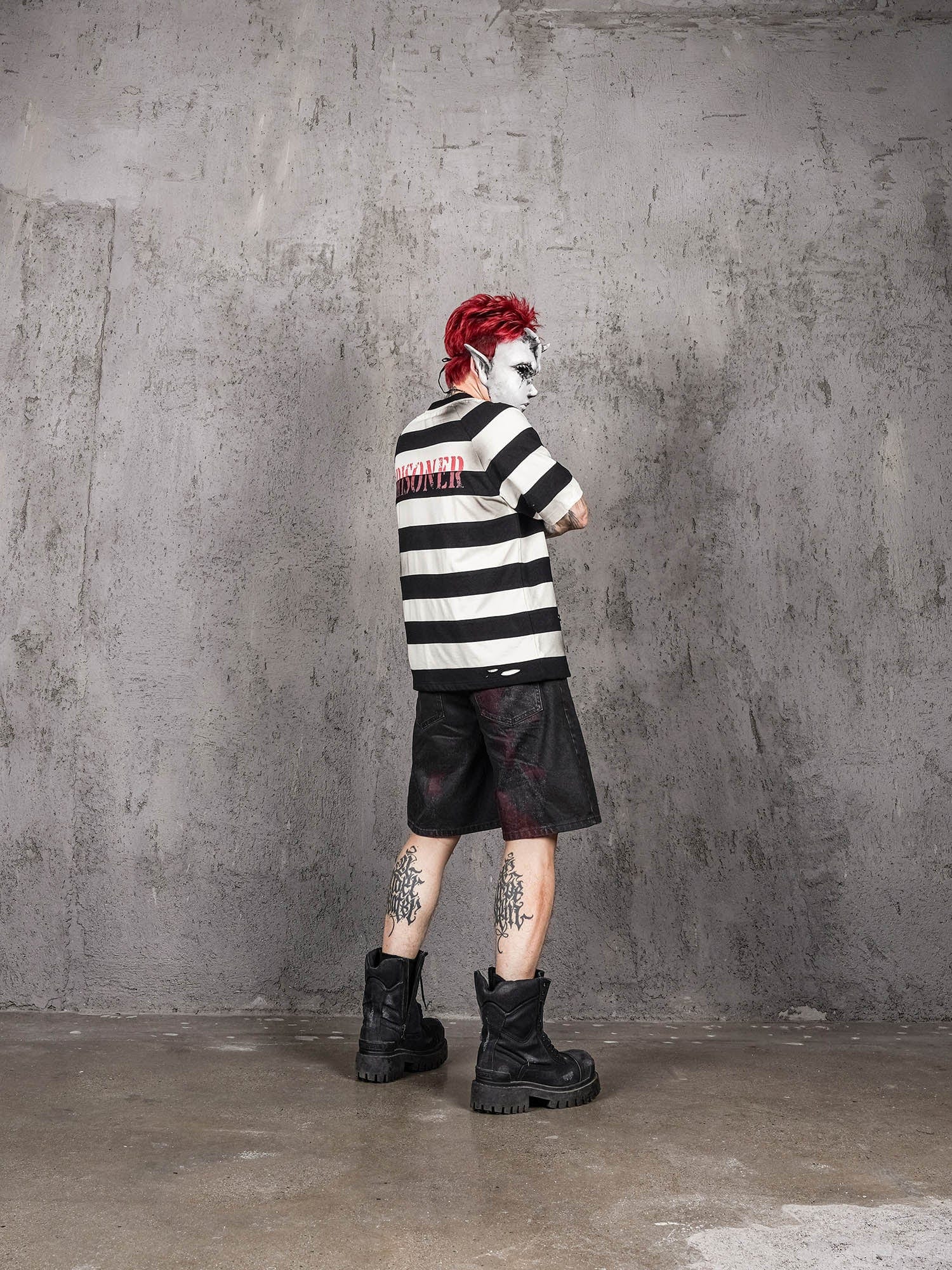 UNDERWATER The Jailbird Distressed Striped T-Shirt-T Shirt-S-Free Shipping Leatheretro