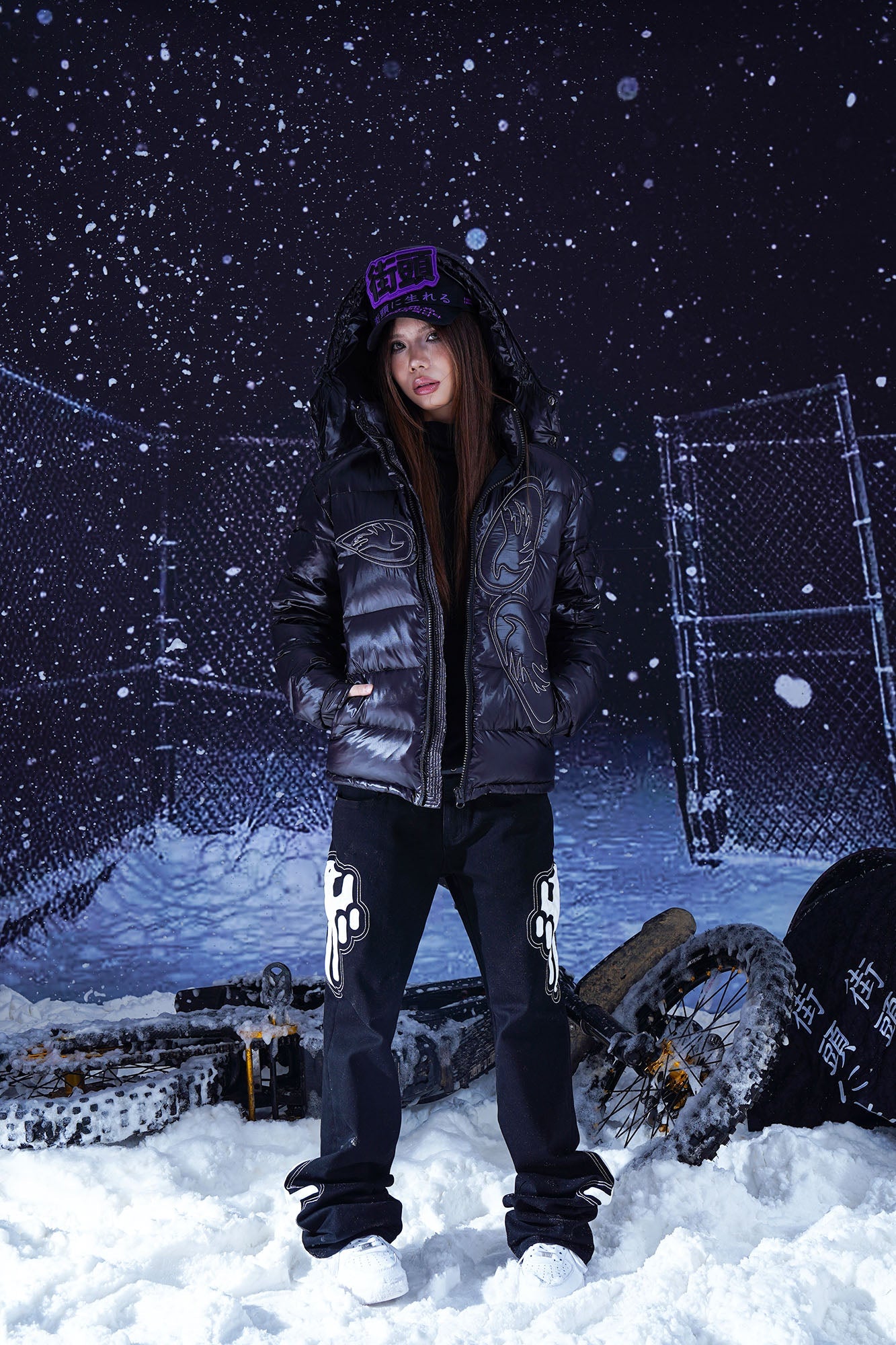 VINKID Embroidered Glossy Down Jacket-Jacket-S (Preorder)-Free Shipping Leatheretro