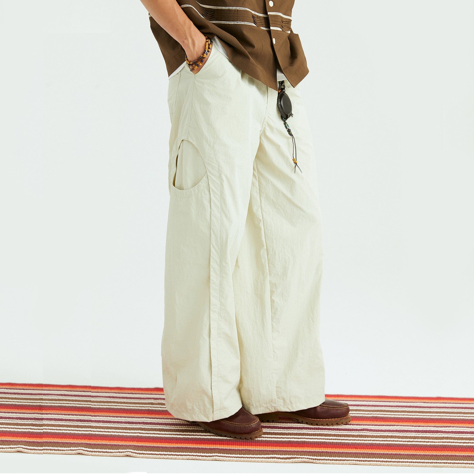 ONADAILYBASIS Curved-Pocket Paneled Utility Pants-Pants-Apricot-S-Free Shipping Leatheretro