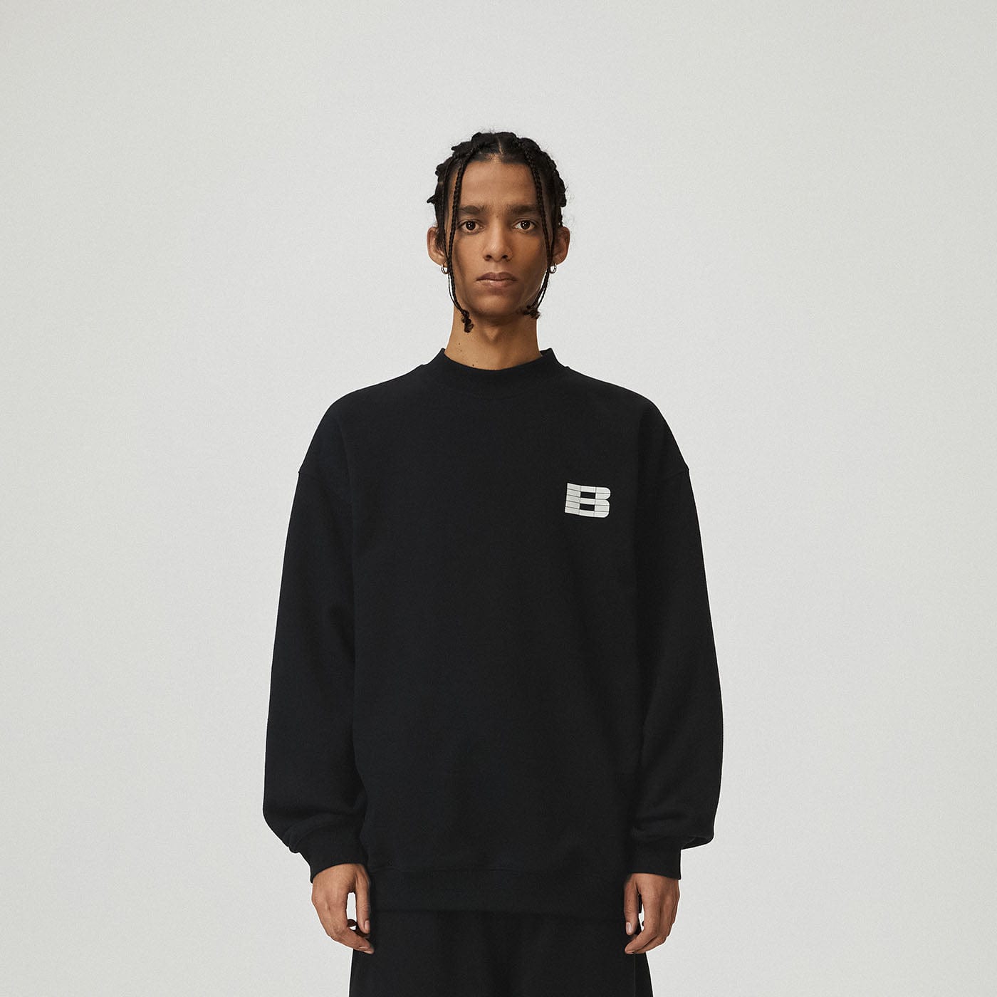 BONELESS Essential Plaid B LOGO Sweatshirt-Sweatshirt-S-Apricot-Free Shipping Leatheretro