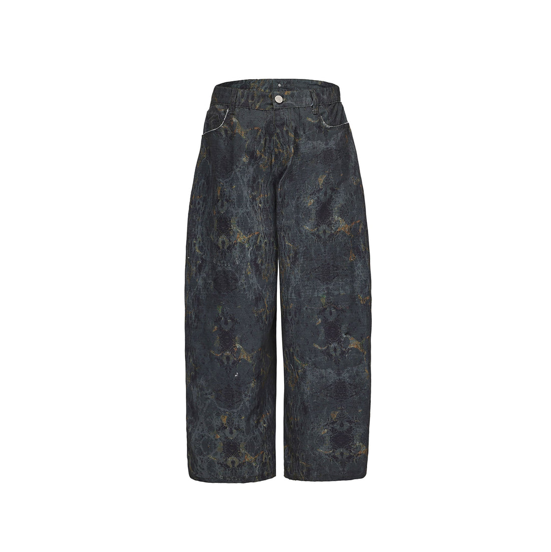 CYCYCY Washed Mottled Flame Graphic Denim Pants-Pants-XXS / 27"-Free Shipping Leatheretro