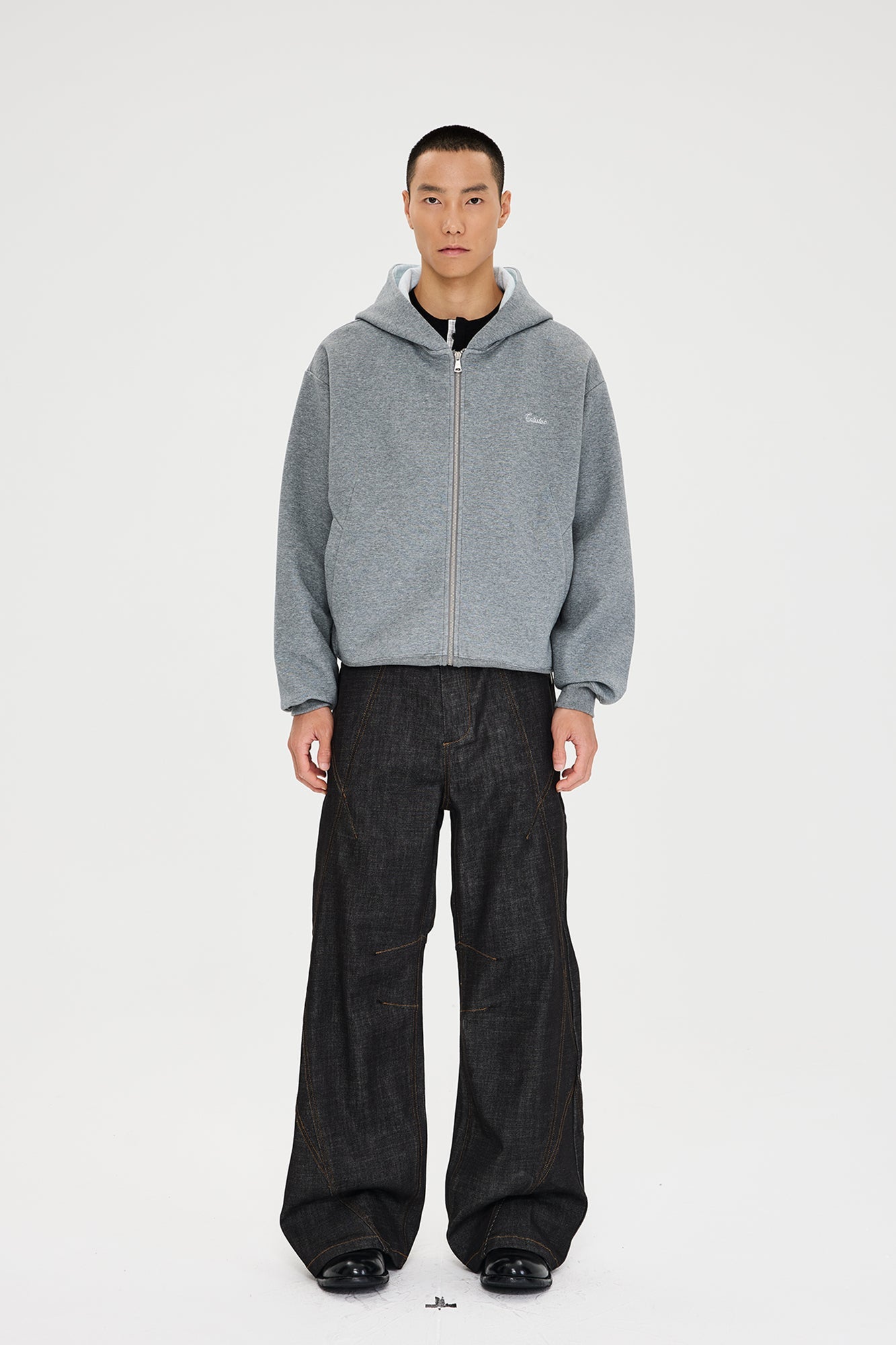 CATSSTAC Essential Embroidered LOGO Zip-Up Hoodie-Jacket-M (Preorder)-White-Free Shipping Leatheretro