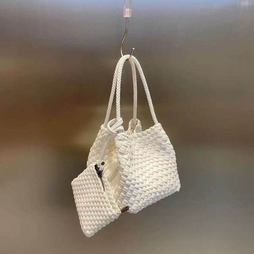 Handwoven Bag – Luxury Boho Woven Tote-Silver-Free Shipping Leatheretro