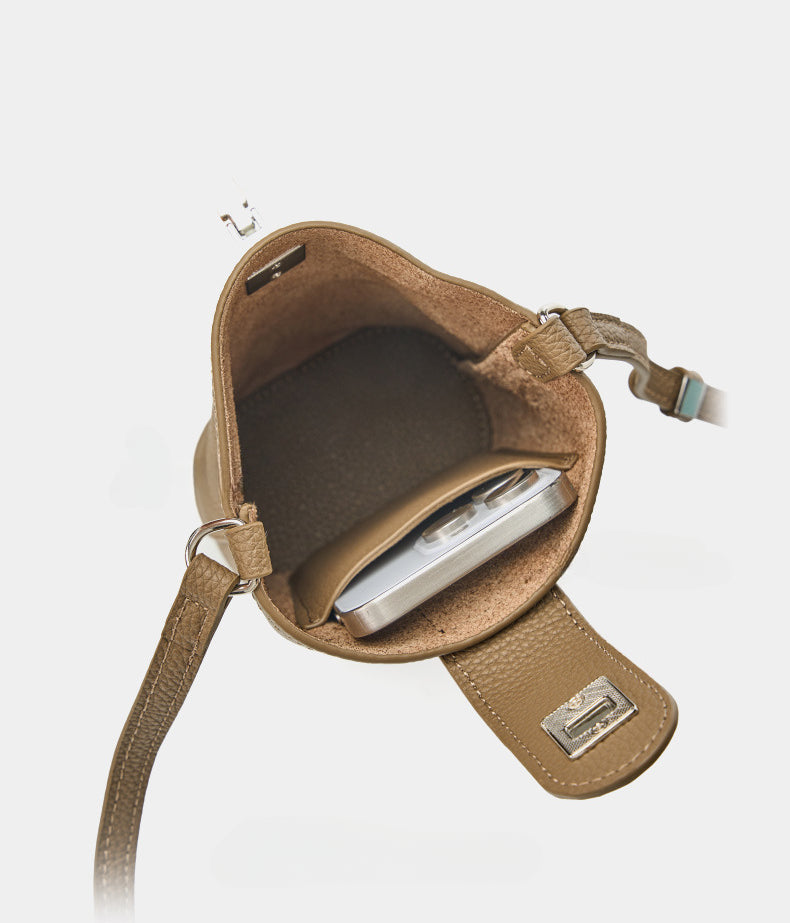 Top Grain Leather Shoulder Phone Bag for Women-Leather Phone Bags-Ivory-13*6.5*17.5-Free Shipping Leatheretro