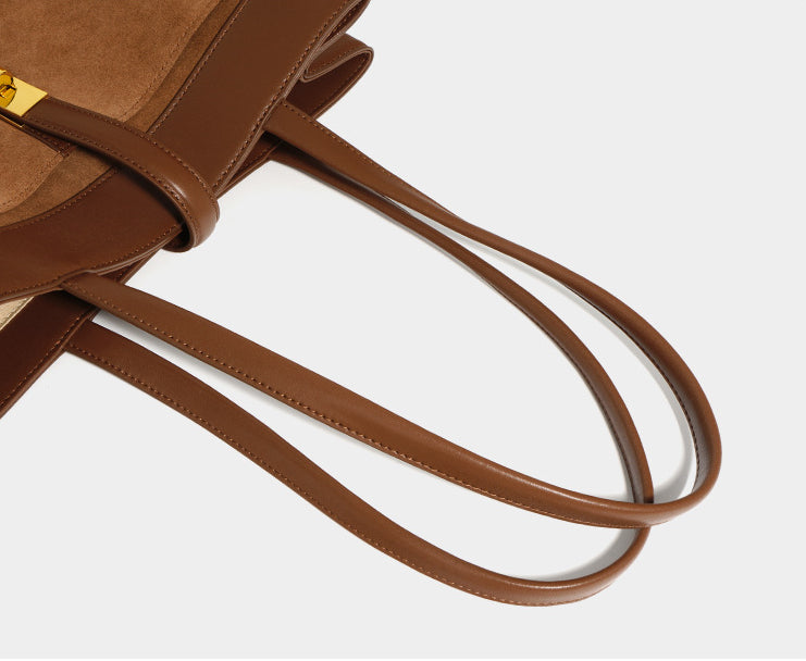 Matte Textured Tote Bag-Shoulder Bags-Brown-Free Shipping Leatheretro