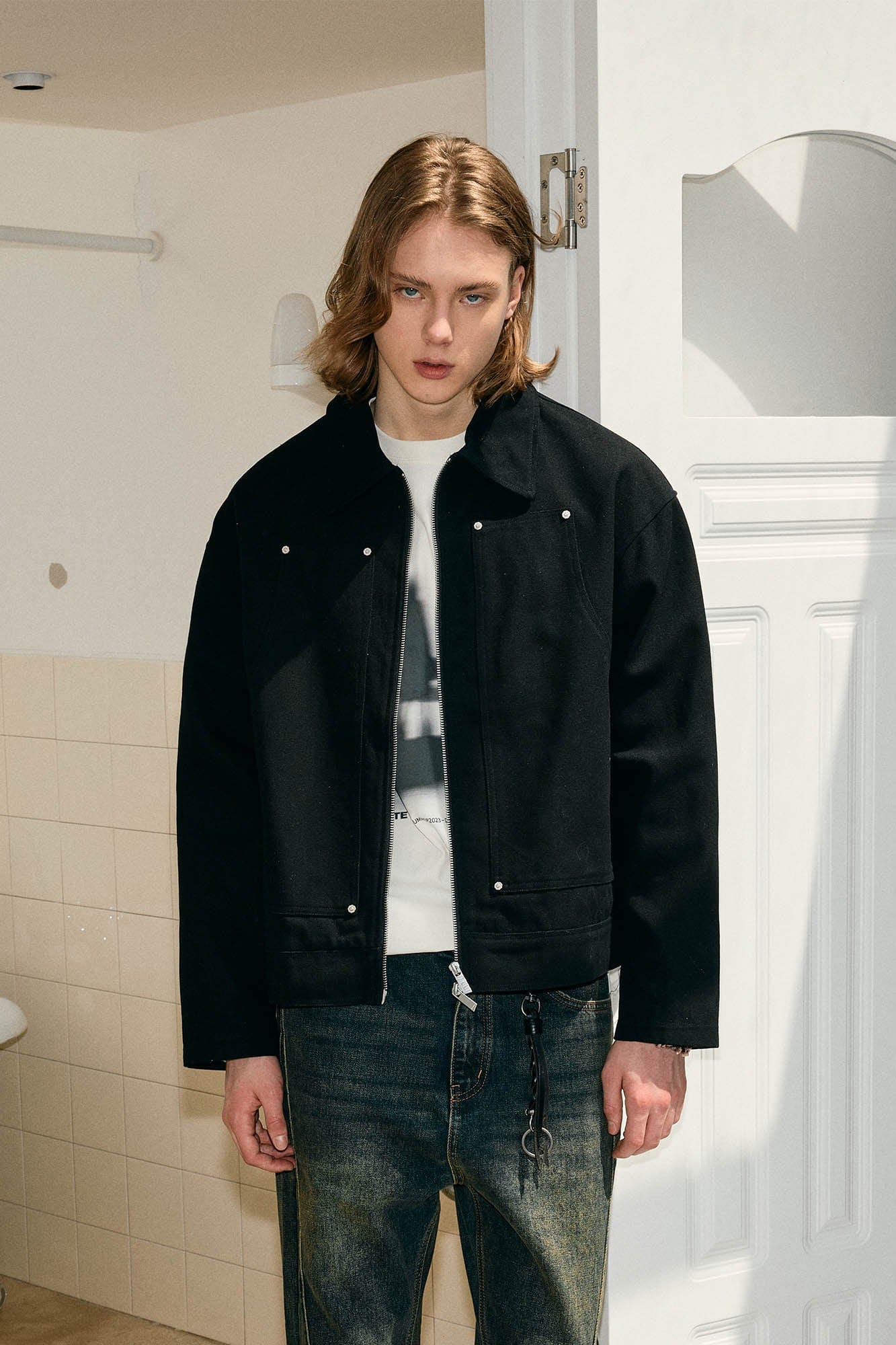 KREATE Studded Patchwork Utility Jacket-Jacket-S-Black-Free Shipping Leatheretro