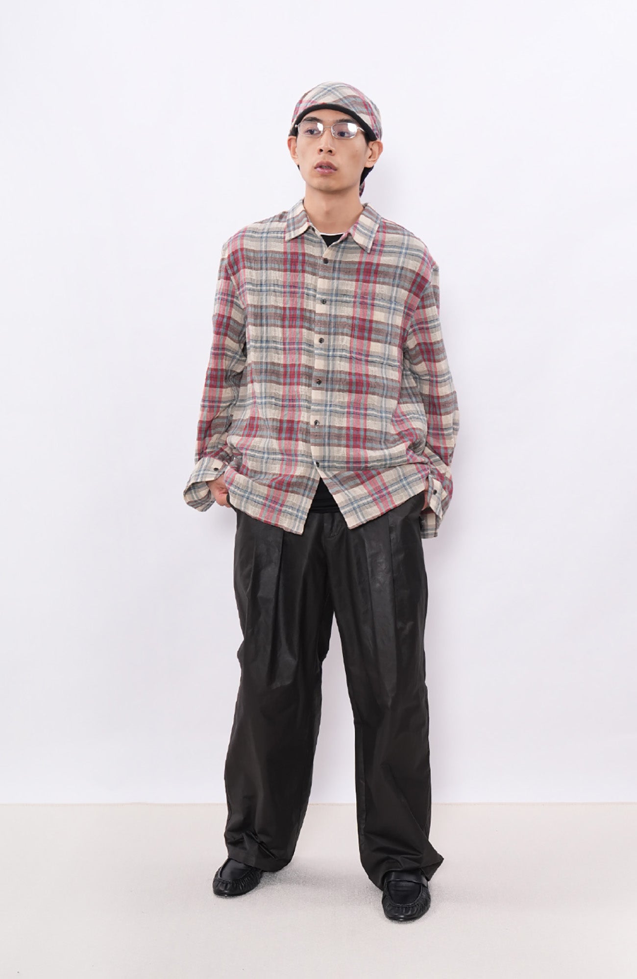 7440 37 1 Retro Linen-Blend Plaid Overshirt-Shirt-S (Preorder)-Free Shipping Leatheretro