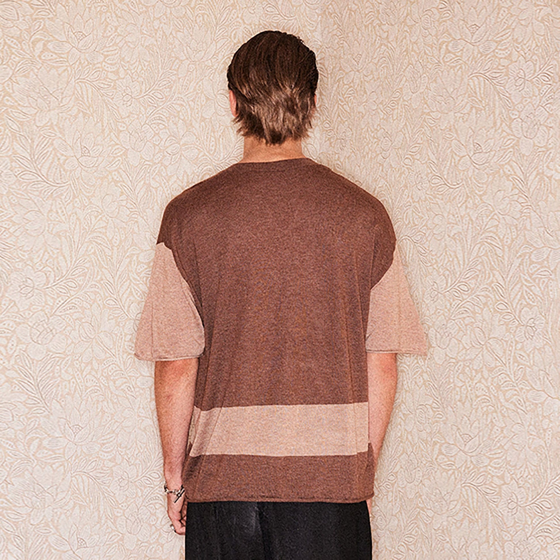 RICHILL Contrast Wool-Blended V-Neck T-Shirt-T Shirt-S-Free Shipping Leatheretro