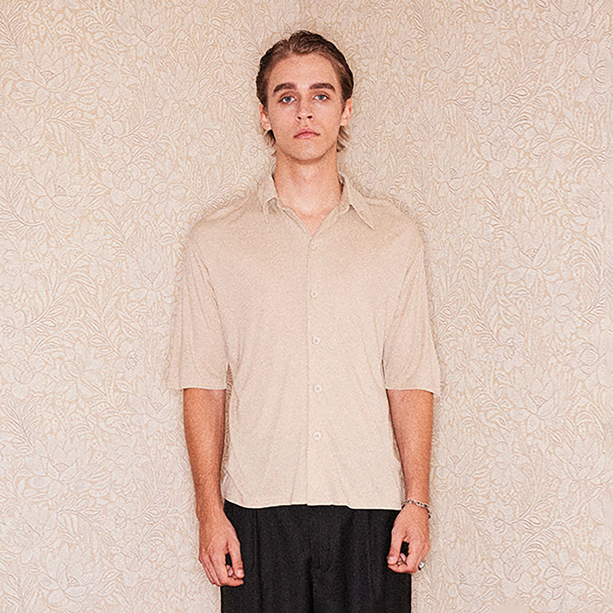RICHILL Refined Acetate Button-Up Polo Half Shirt-Half shirt-S-Beige-Free Shipping Leatheretro