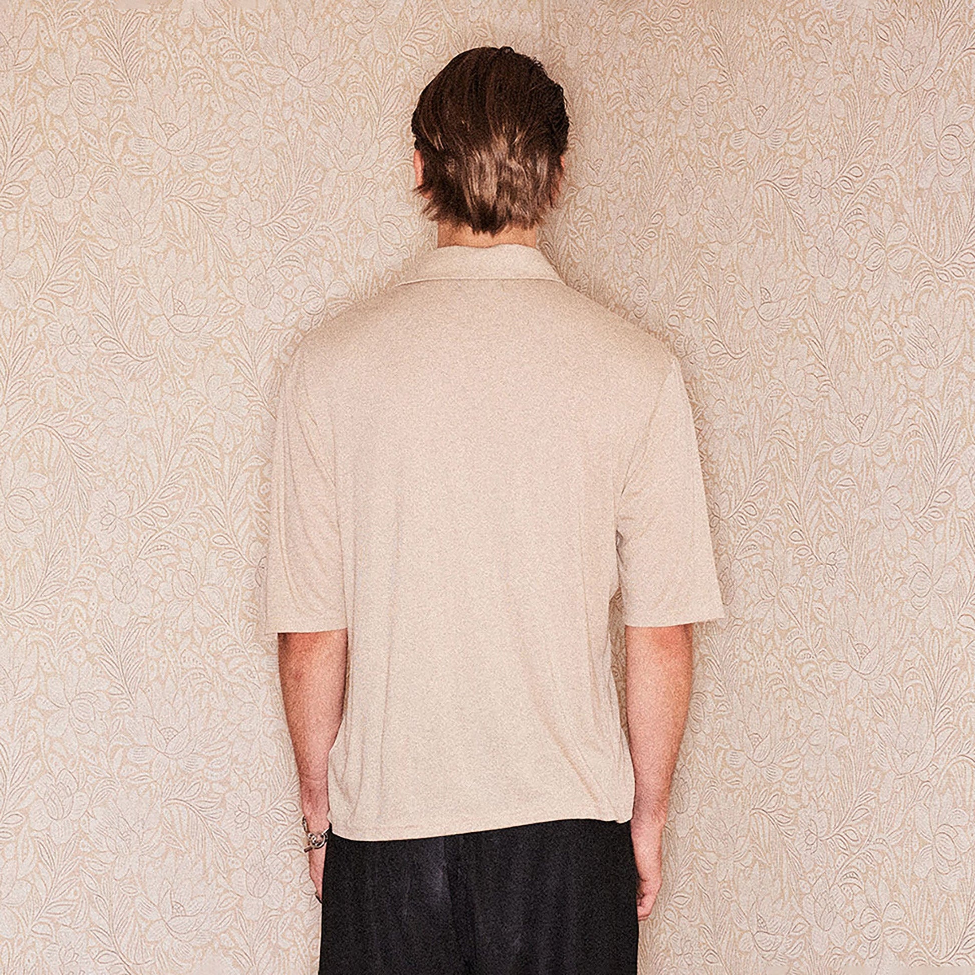 RICHILL Refined Acetate Button-Up Polo Half Shirt-Half shirt-S-Black-Free Shipping Leatheretro