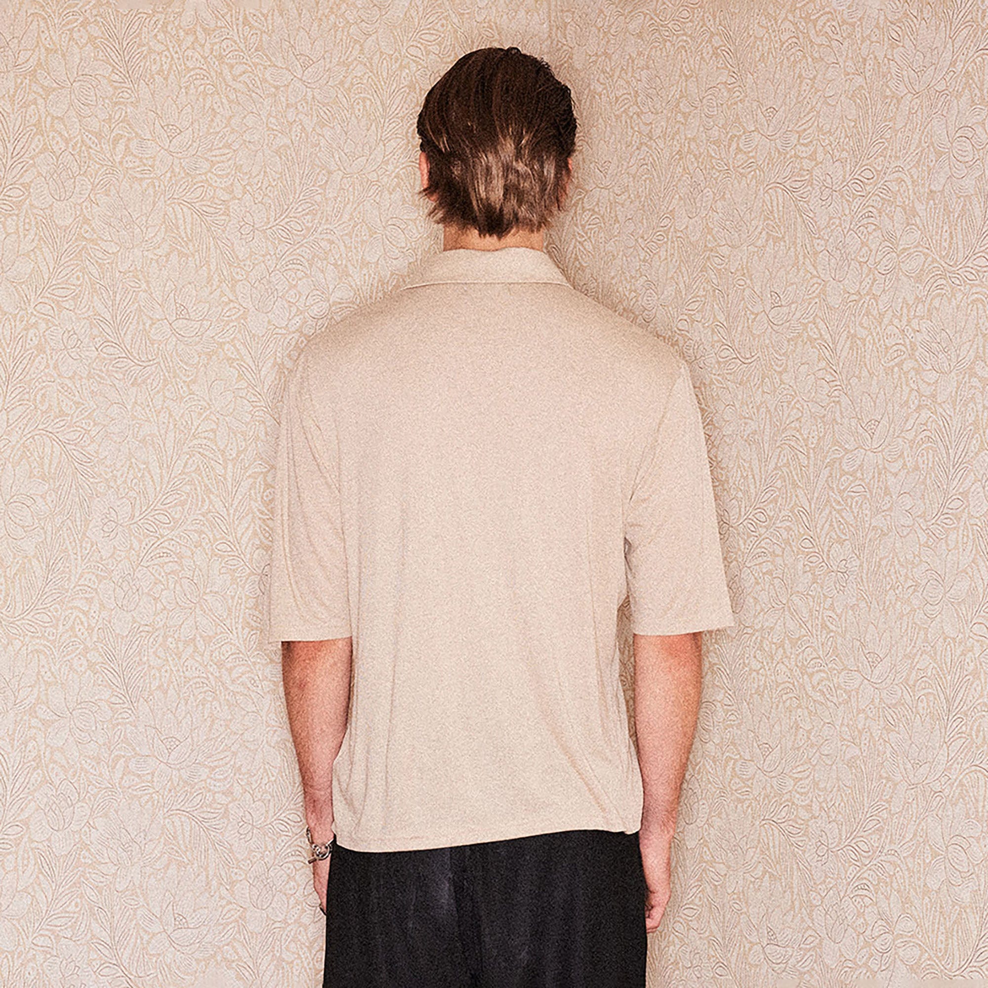 RICHILL Refined Acetate Button-Up Polo Half Shirt-Half shirt-S-Black-Free Shipping Leatheretro