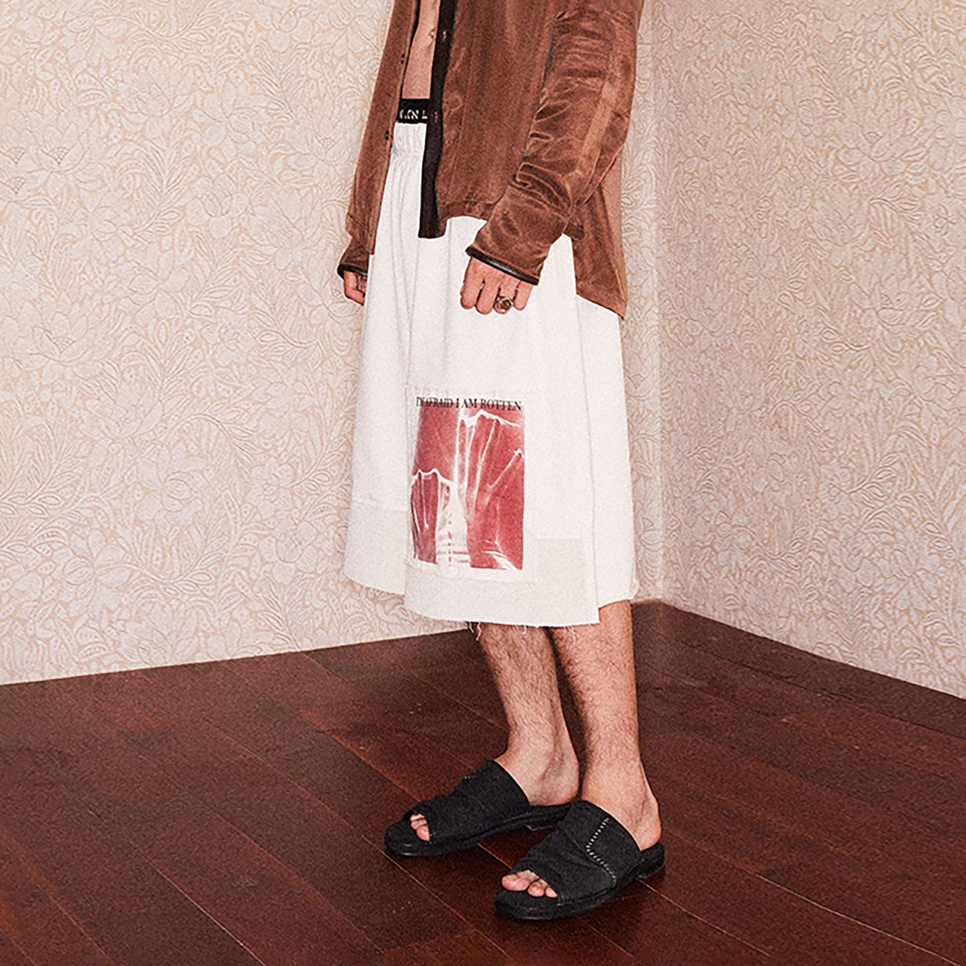 RICHILL Graphic Patchwork Raw Hem Drawstring Shorts-Shorts-S-White-Free Shipping Leatheretro