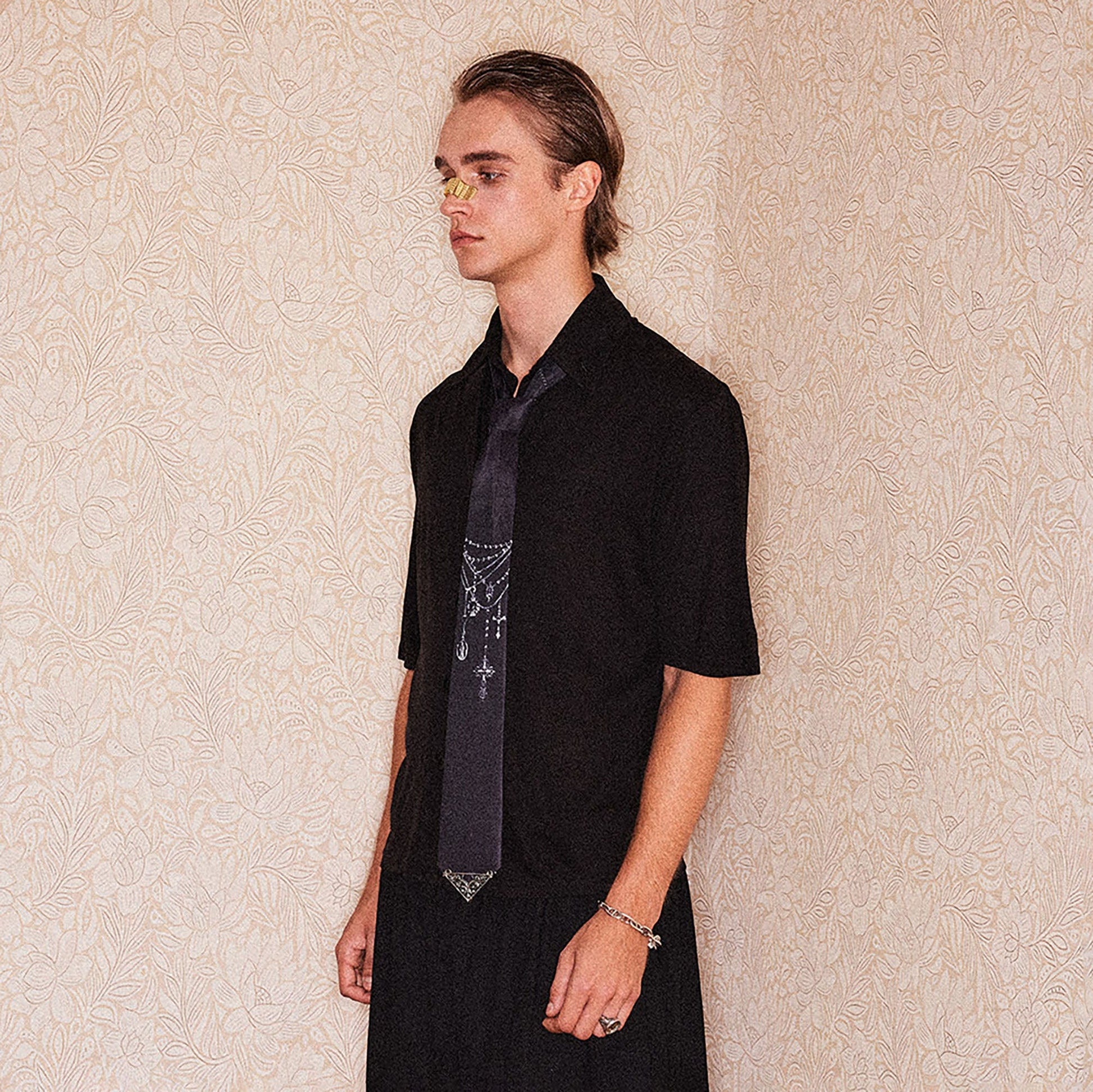 RICHILL Refined Acetate Button-Up Polo Half Shirt-Half shirt-S-Black-Free Shipping Leatheretro