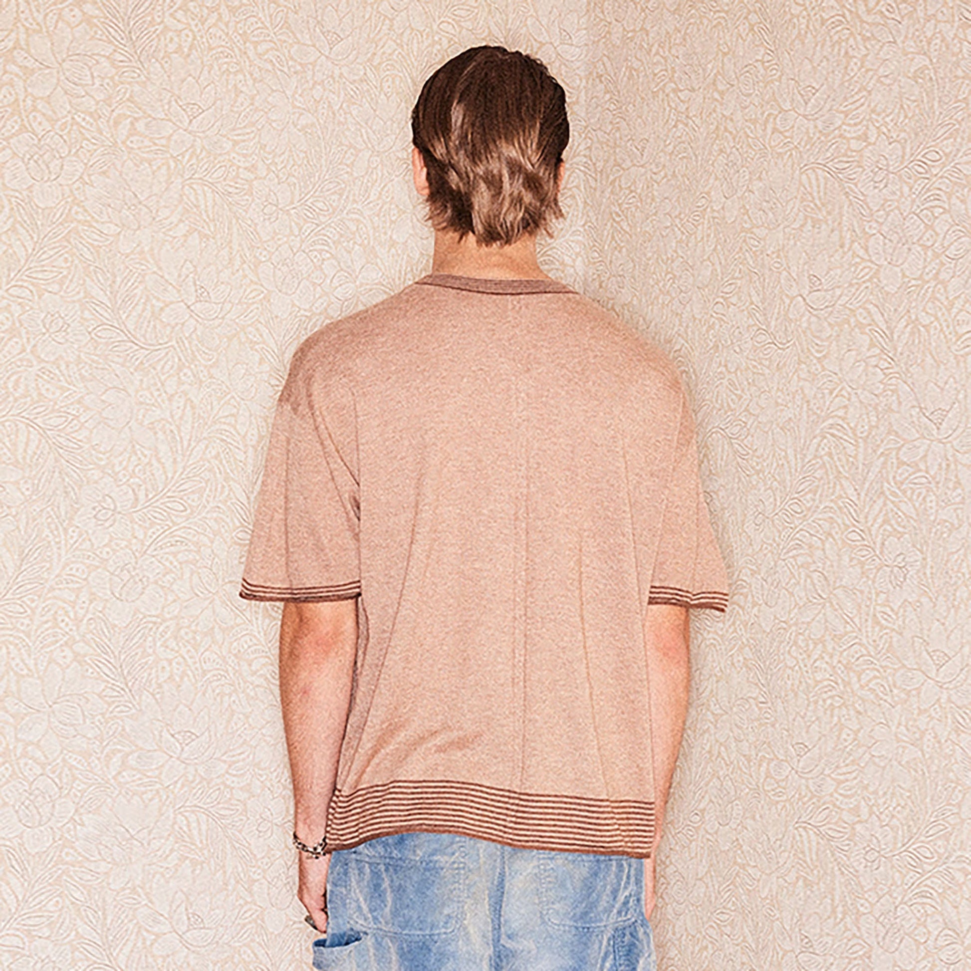 RICHILL Button-Collar Stripe-Trim T-Shirt-T Shirt-S-Free Shipping Leatheretro