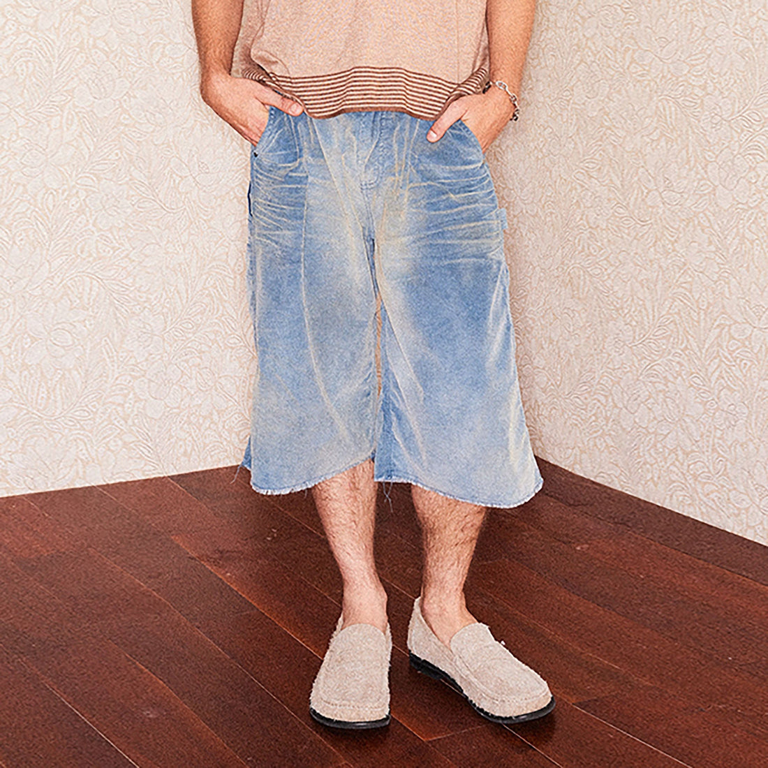 RICHILL Washed Corduroy Raw Hem Shorts-Shorts-S-Free Shipping Leatheretro