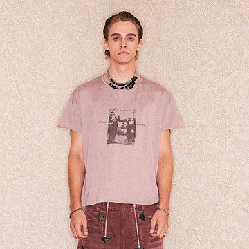 RICHILL Cat and Mouse Graphic Frayed Sleeve T-Shirt-T Shirt-S-Free Shipping Leatheretro