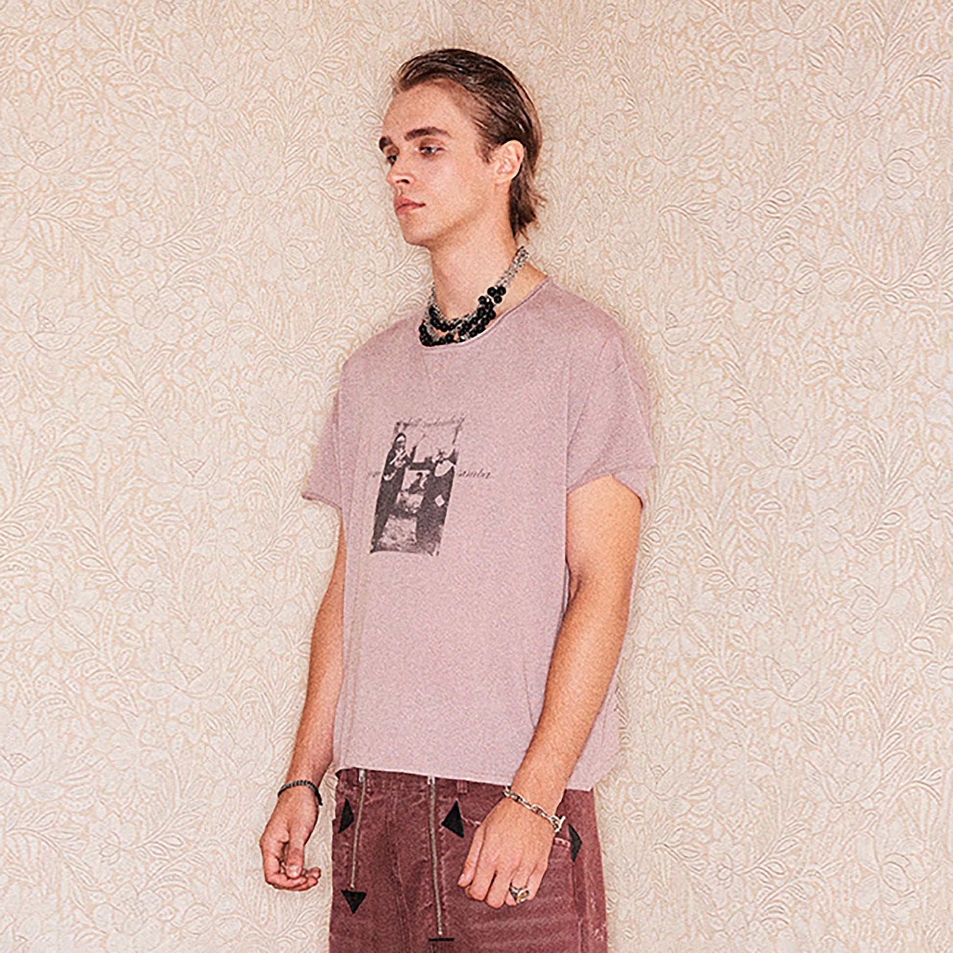 RICHILL Cat and Mouse Graphic Frayed Sleeve T-Shirt-T Shirt-S-Free Shipping Leatheretro