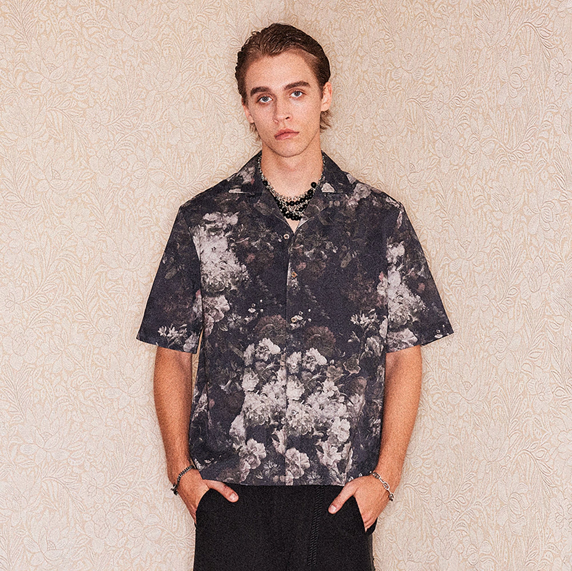 RICHILL Retro Floral Jacquard Cotton-Linen Shirt-Shirt-S-Free Shipping Leatheretro