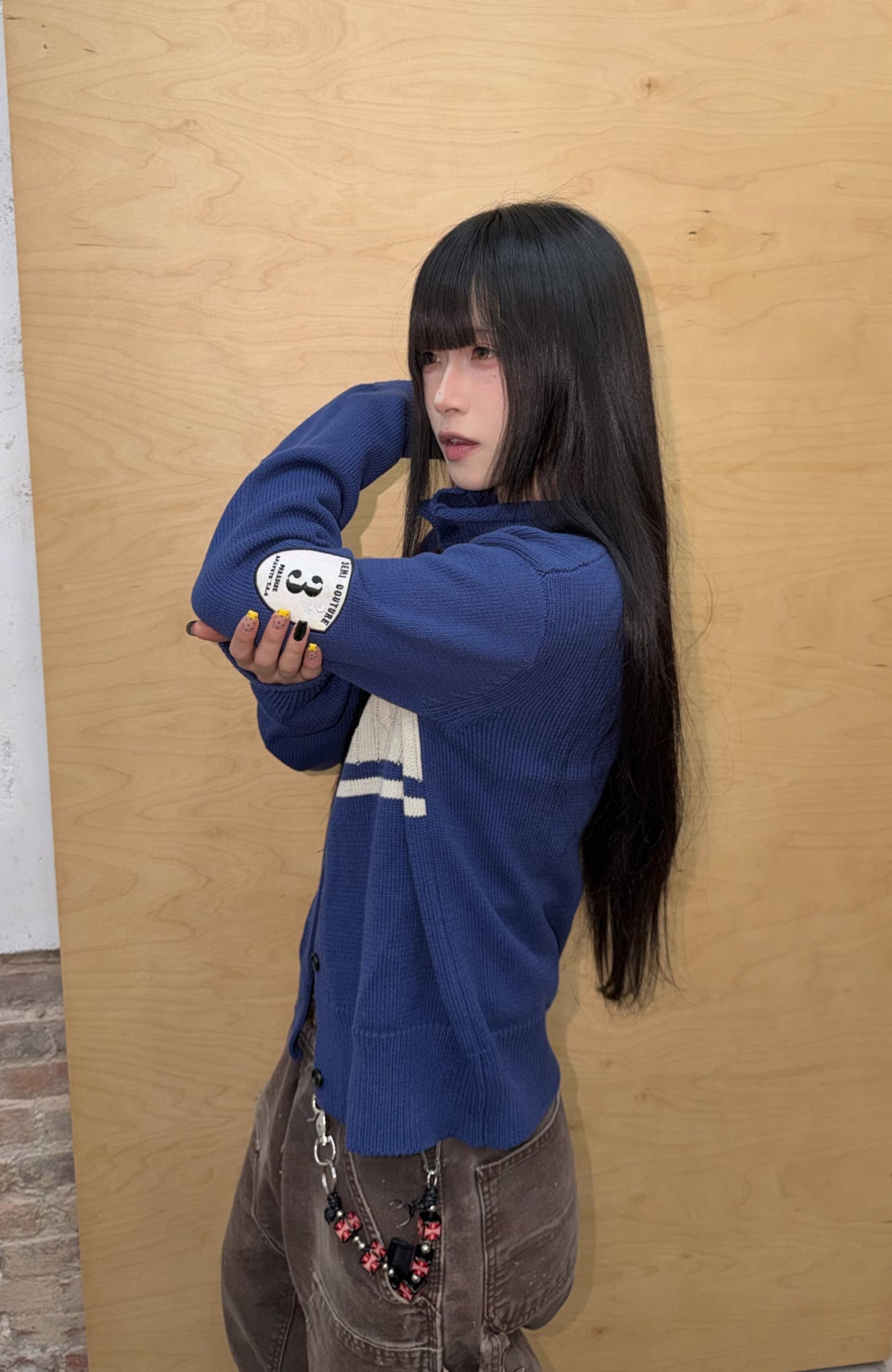 TRECLUB Retro Collegiate Cable-Knit Cardigan-Jacket-S (Preorder)-Free Shipping Leatheretro