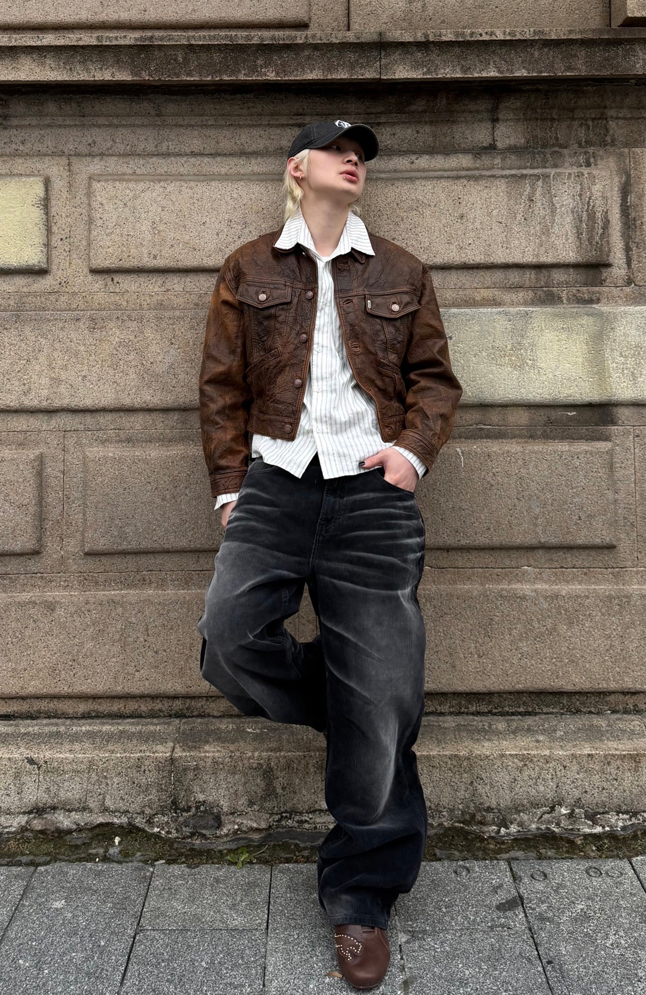TRECLUB Washed Straight-Leg Corduroy Trousers-Pants-S (Preorder)-Free Shipping Leatheretro