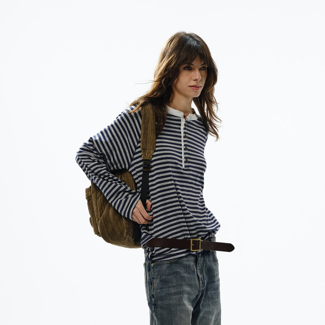 TRECLUB Retro Stripe Long-Sleeve Henley Tee-L/S Tee-S-Free Shipping Leatheretro