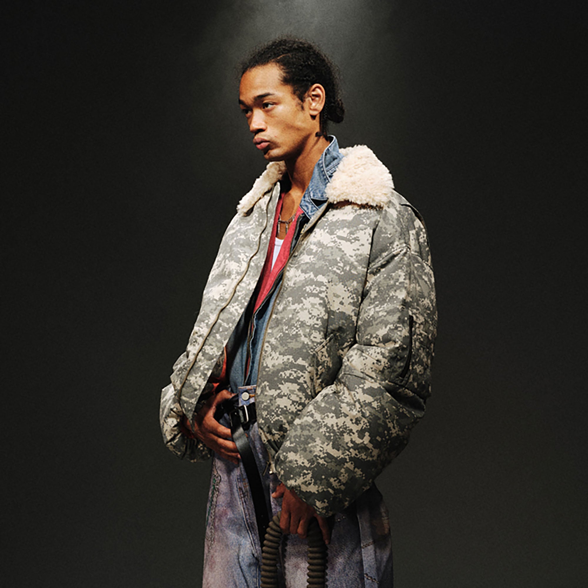 TRECLUB Detachable Collar Camo Puffer Jacket-Jacket-S-Free Shipping Leatheretro