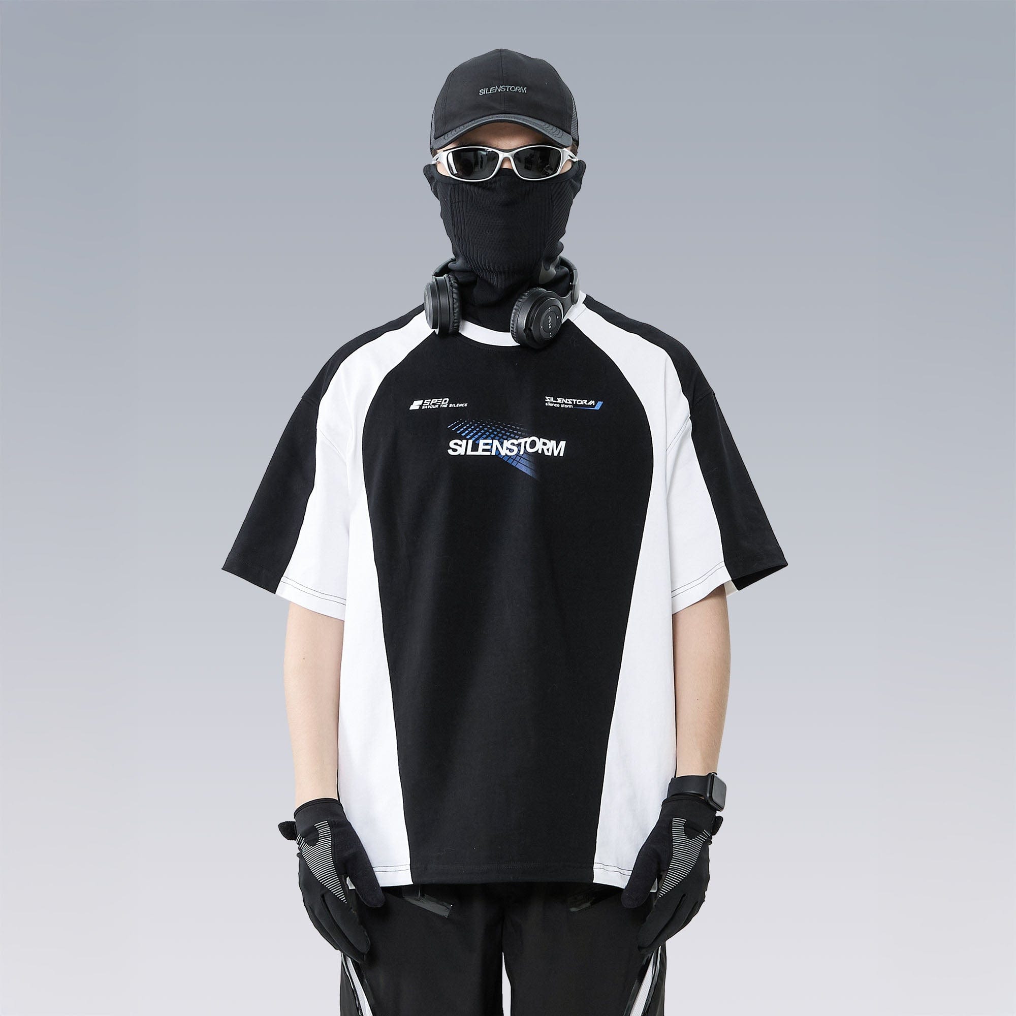 SILENSTORM Contrast Panelled Moisture-Wicking Graphic T-Shirt-T Shirt-S-Free Shipping Leatheretro