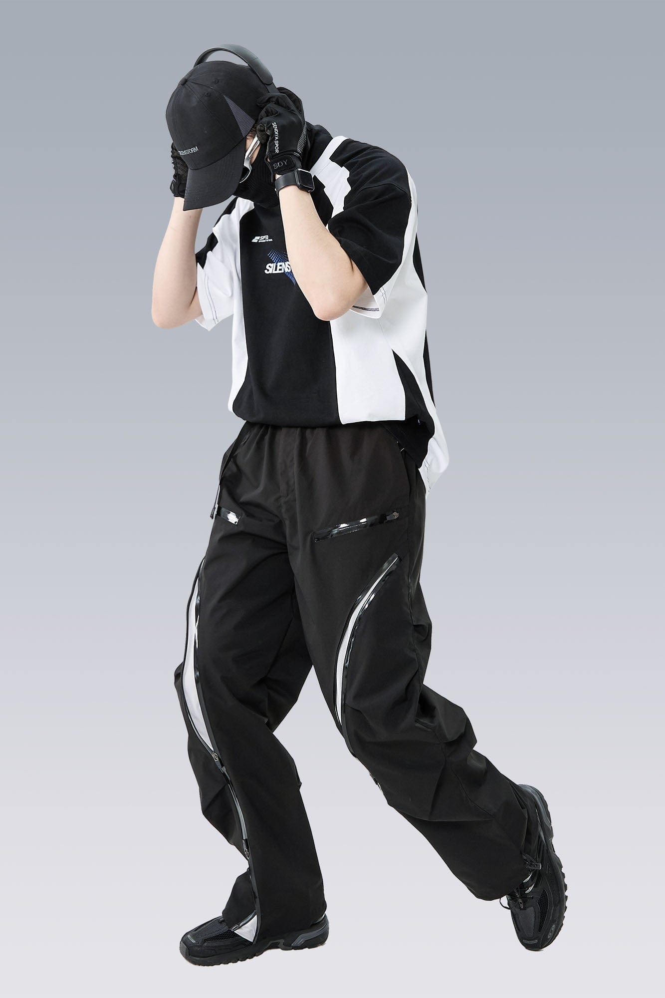 SILENSTORM Arc-Zip Crinkled Water-Repellent Utility Pants-Pants-S-Black-Free Shipping Leatheretro