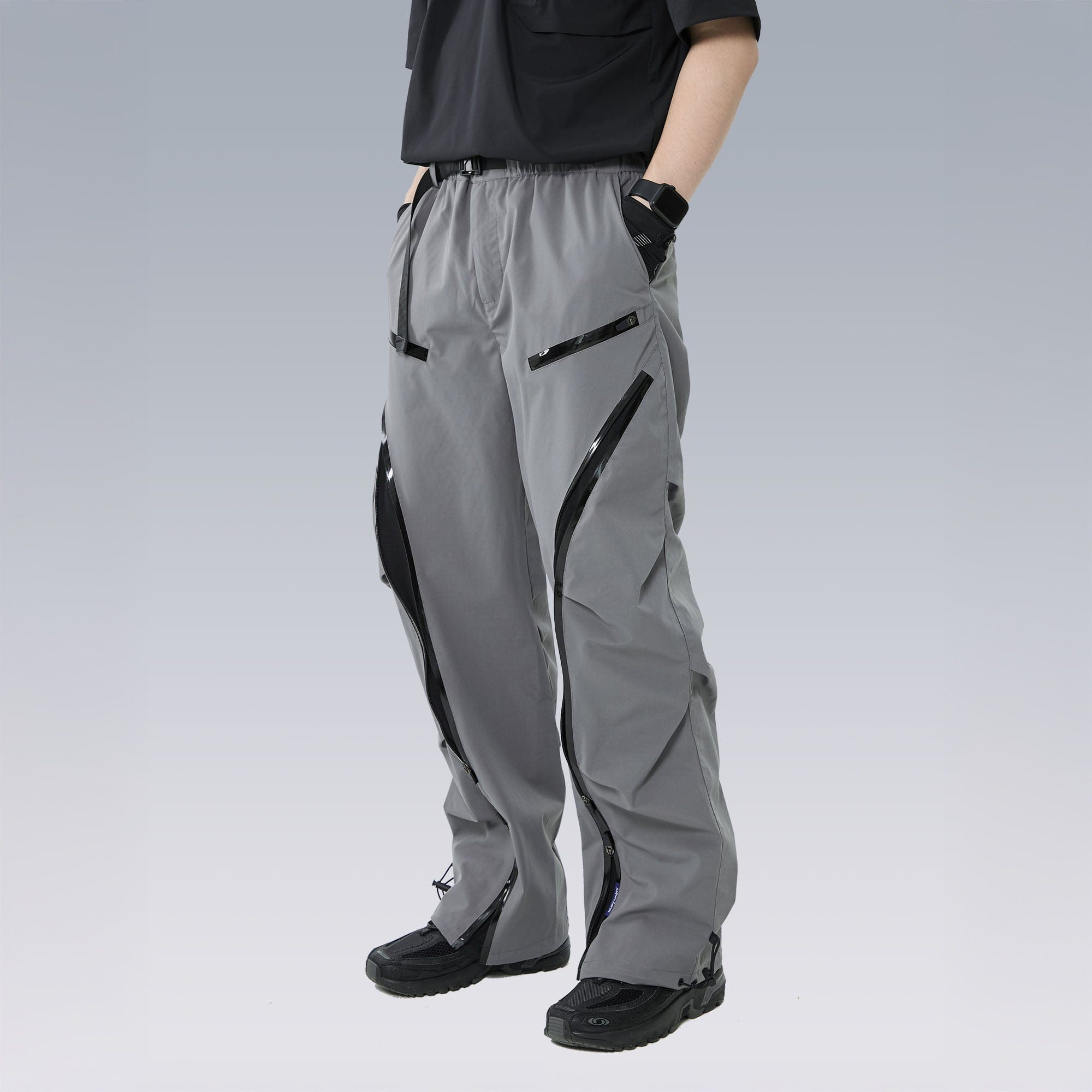 SILENSTORM Arc-Zip Crinkled Water-Repellent Utility Pants-Pants-S-Black-Free Shipping Leatheretro