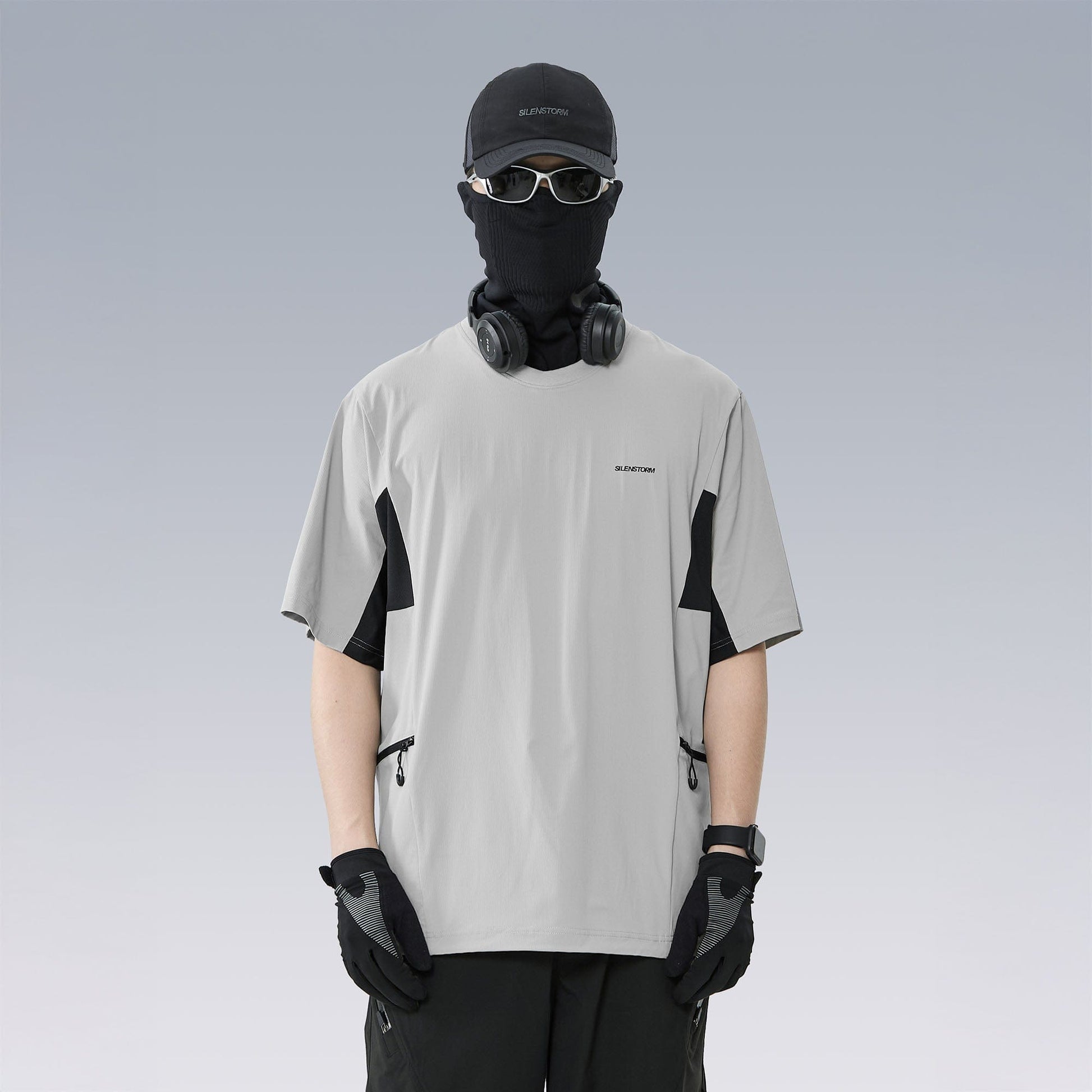 SILENSTORM Tech Panel Drawstring-Hem Quick-Dry T-Shirt-T Shirt-S-Gray-Free Shipping Leatheretro