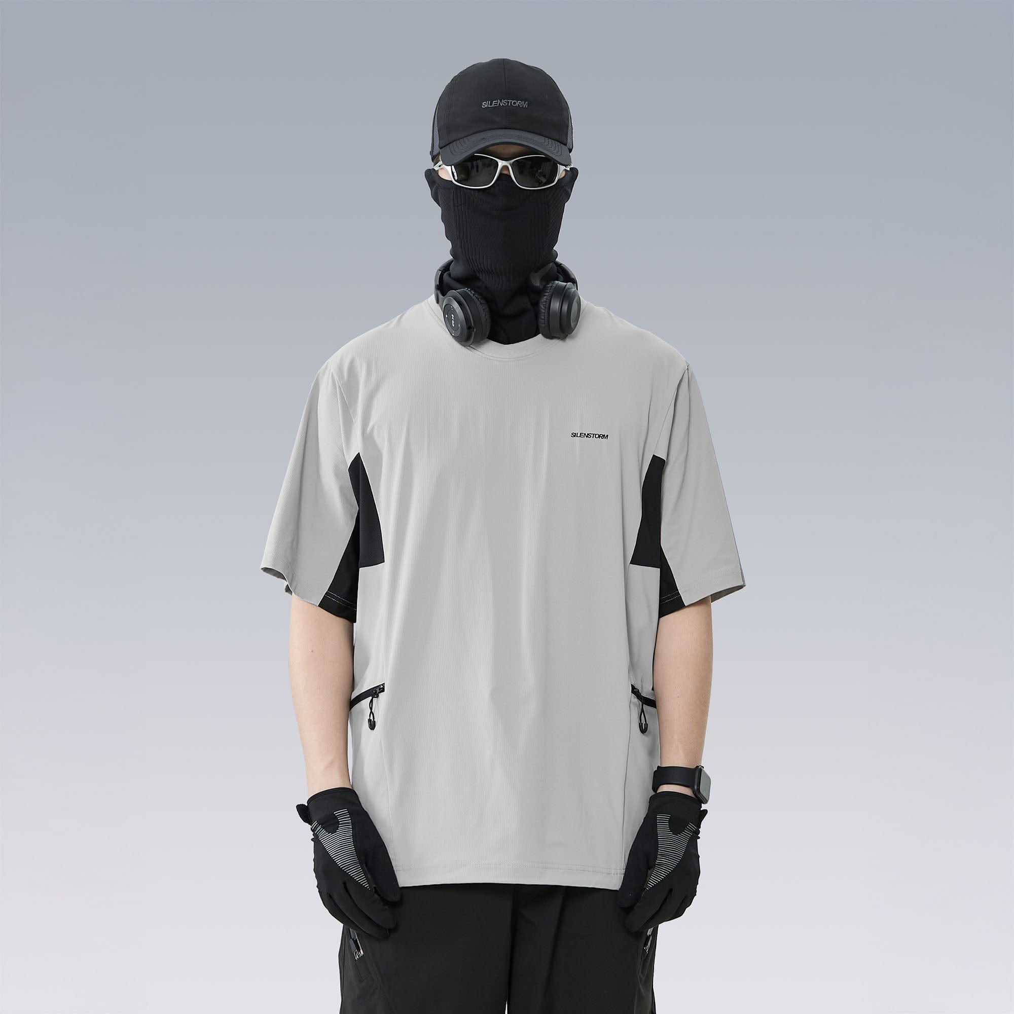 SILENSTORM Tech Panel Drawstring-Hem Quick-Dry T-Shirt-T Shirt-S-Gray-Free Shipping Leatheretro