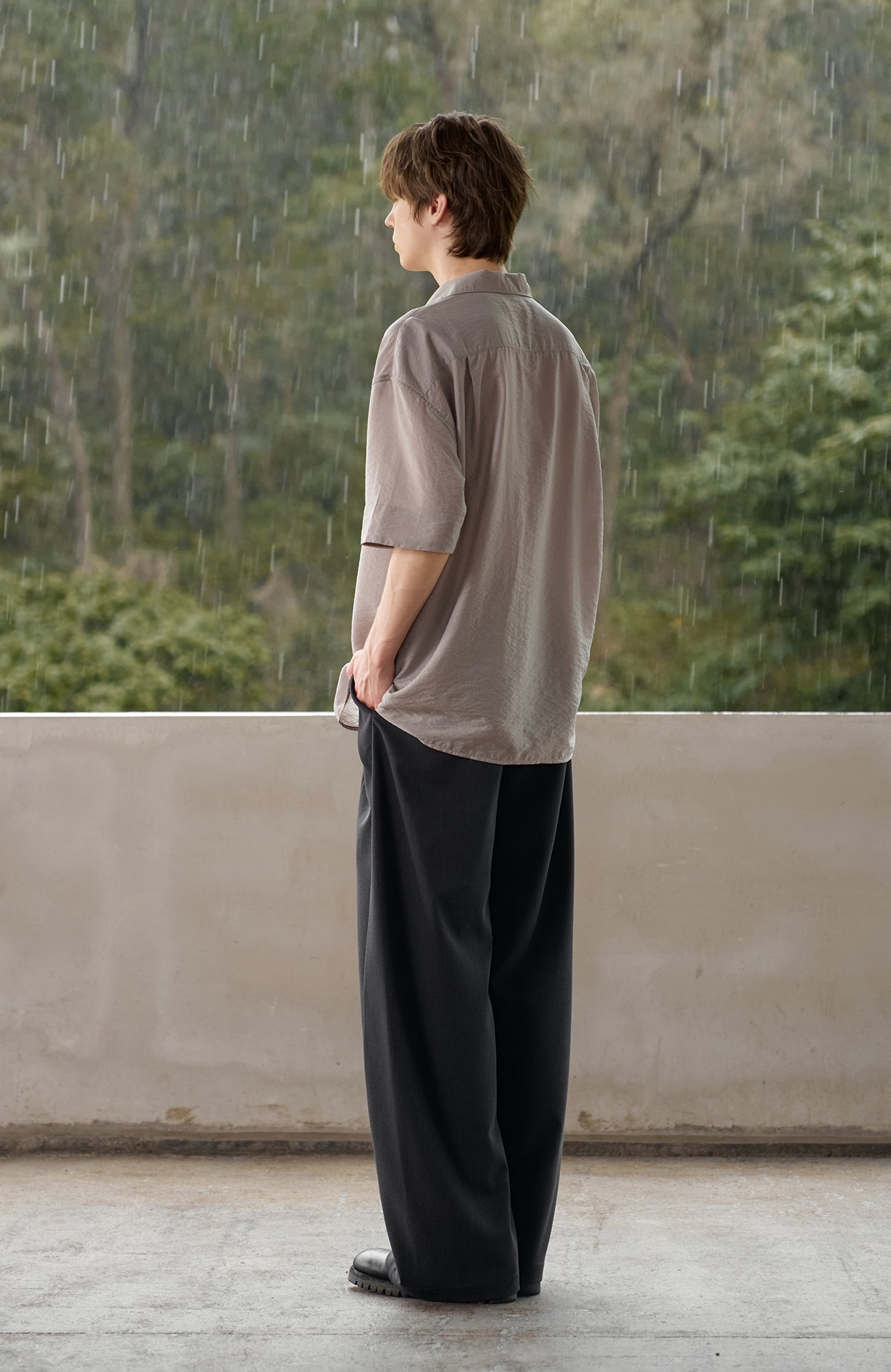 MOITIEDEPETALE Minimal Wrap Belt Curved-Leg Trousers-Pants-XS-Brown-Free Shipping Leatheretro
