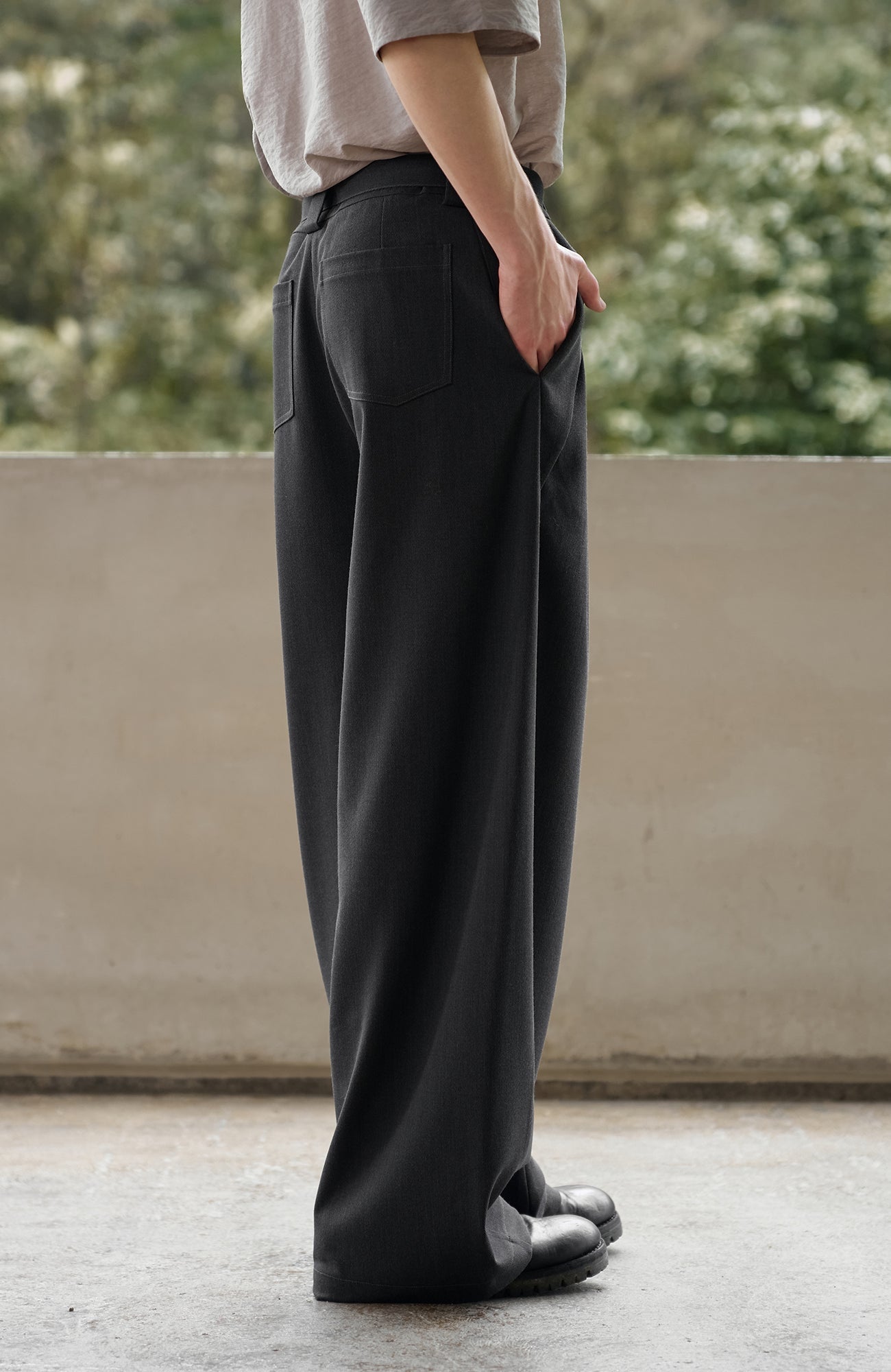 MOITIEDEPETALE Minimal Wrap Belt Curved-Leg Trousers-Pants-XS-Brown-Free Shipping Leatheretro