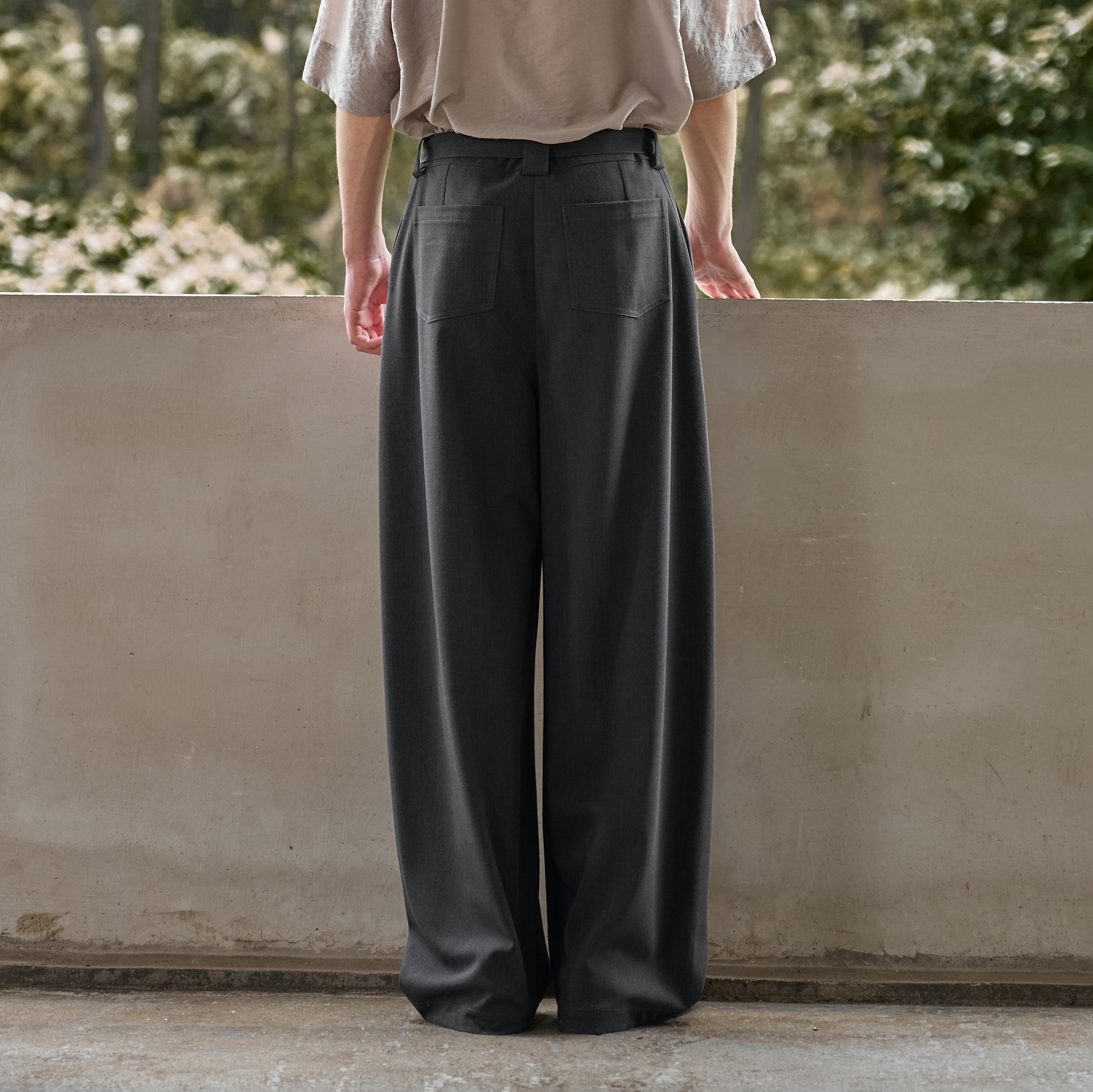 MOITIEDEPETALE Minimal Wrap Belt Curved-Leg Trousers-Pants-XS-Brown-Free Shipping Leatheretro