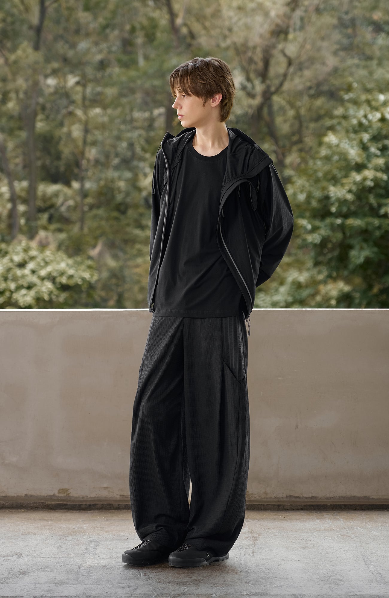 MOITIEDEPETALE Seersucker Curved Pleated Trousers-Pants-XS-Free Shipping Leatheretro