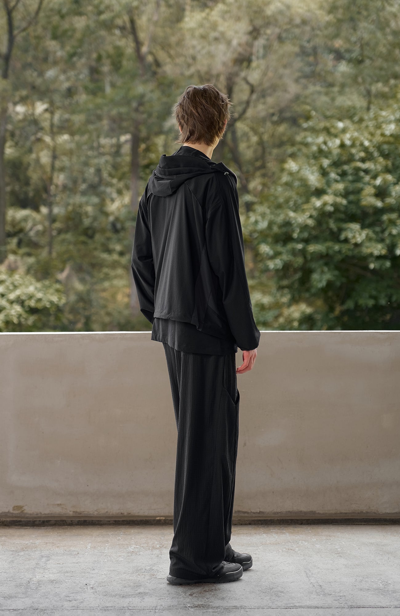 MOITIEDEPETALE Seersucker Curved Pleated Trousers-Pants-XS-Free Shipping Leatheretro