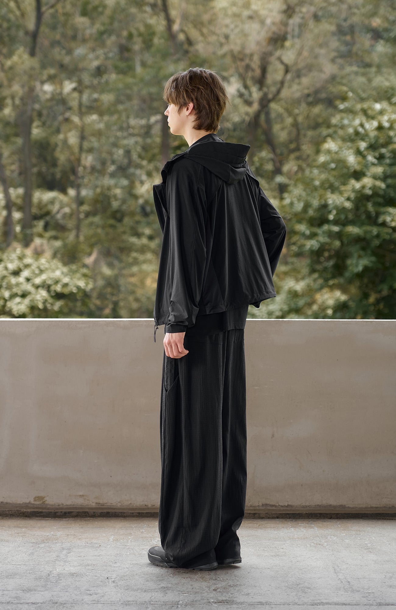 MOITIEDEPETALE Seersucker Curved Pleated Trousers-Pants-XS-Free Shipping Leatheretro